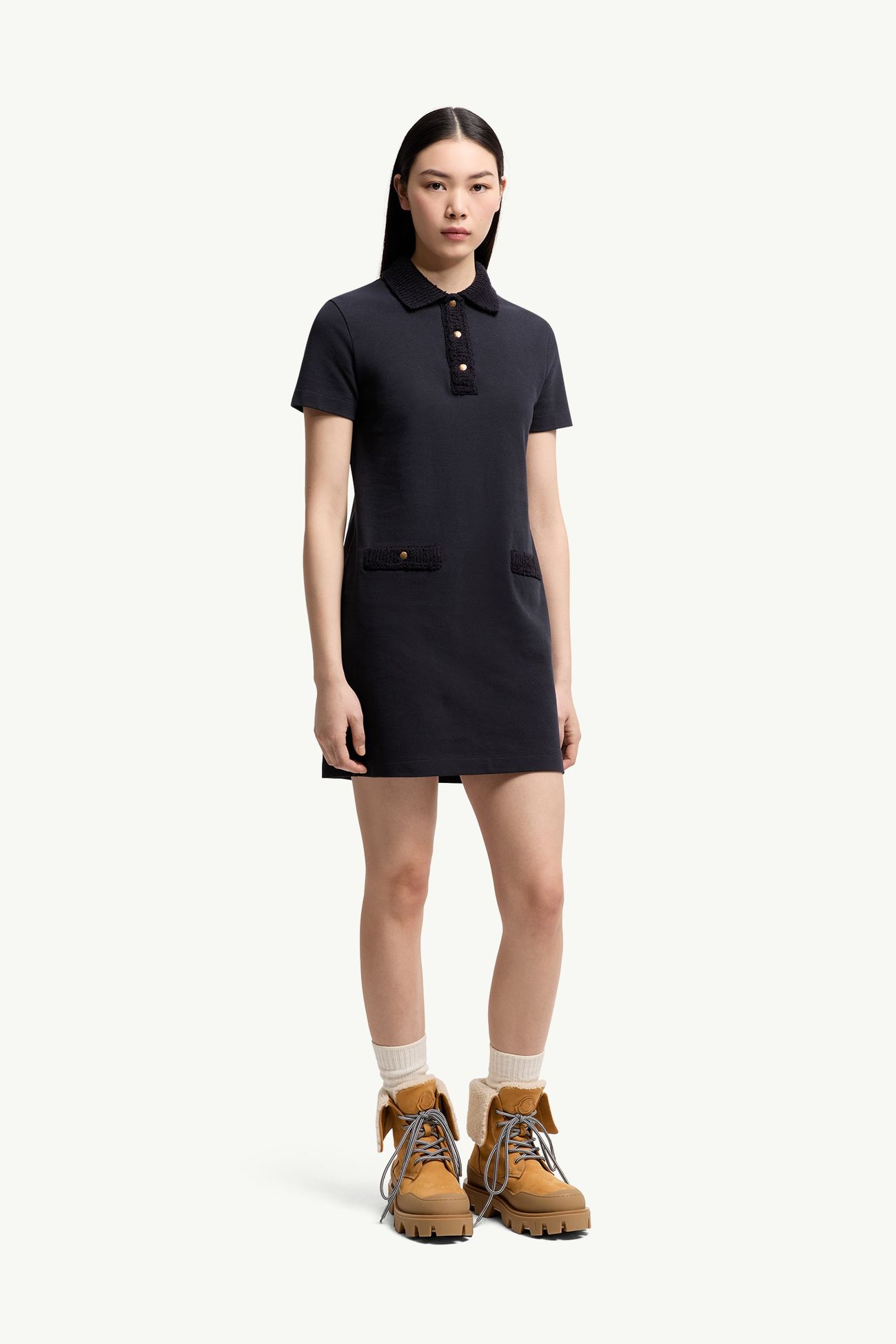 女士棉质迷你Polo领连衣裙 女士 深蓝色 Moncler 3