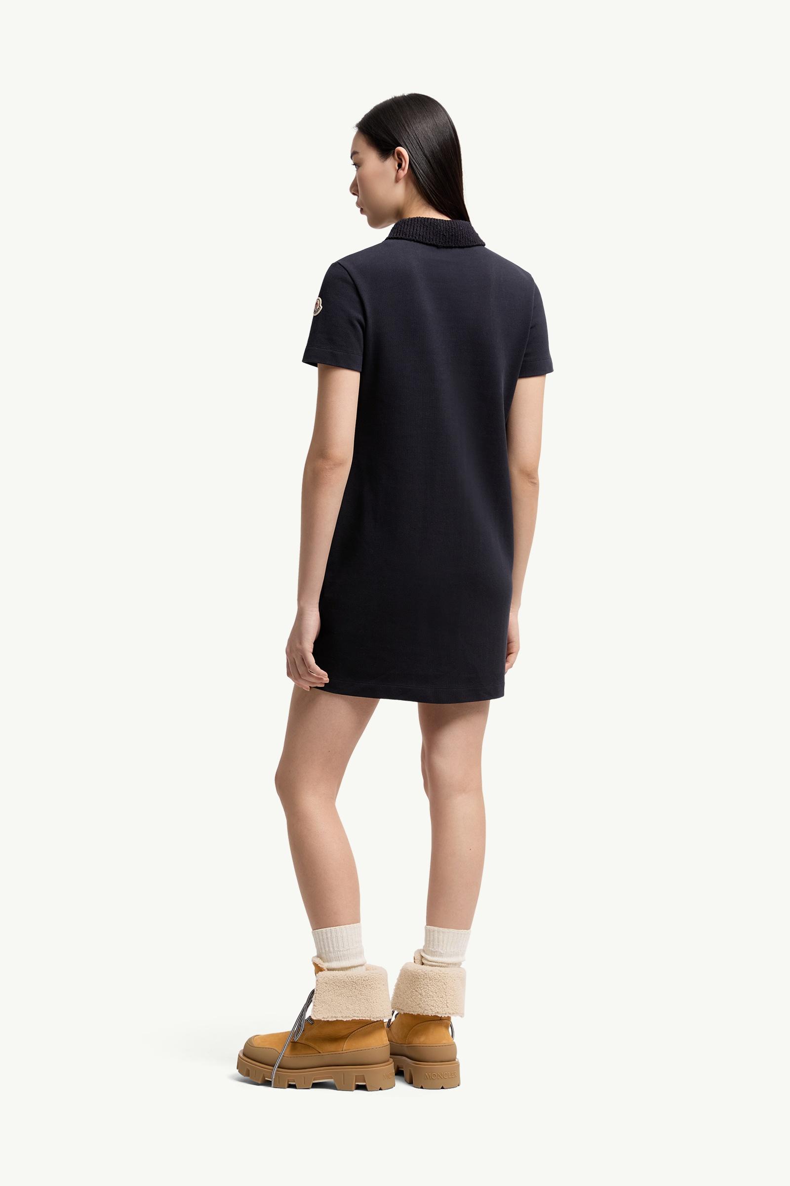 Dark Blue Cotton Piquet Polo Mini Dress - Dresses for Women