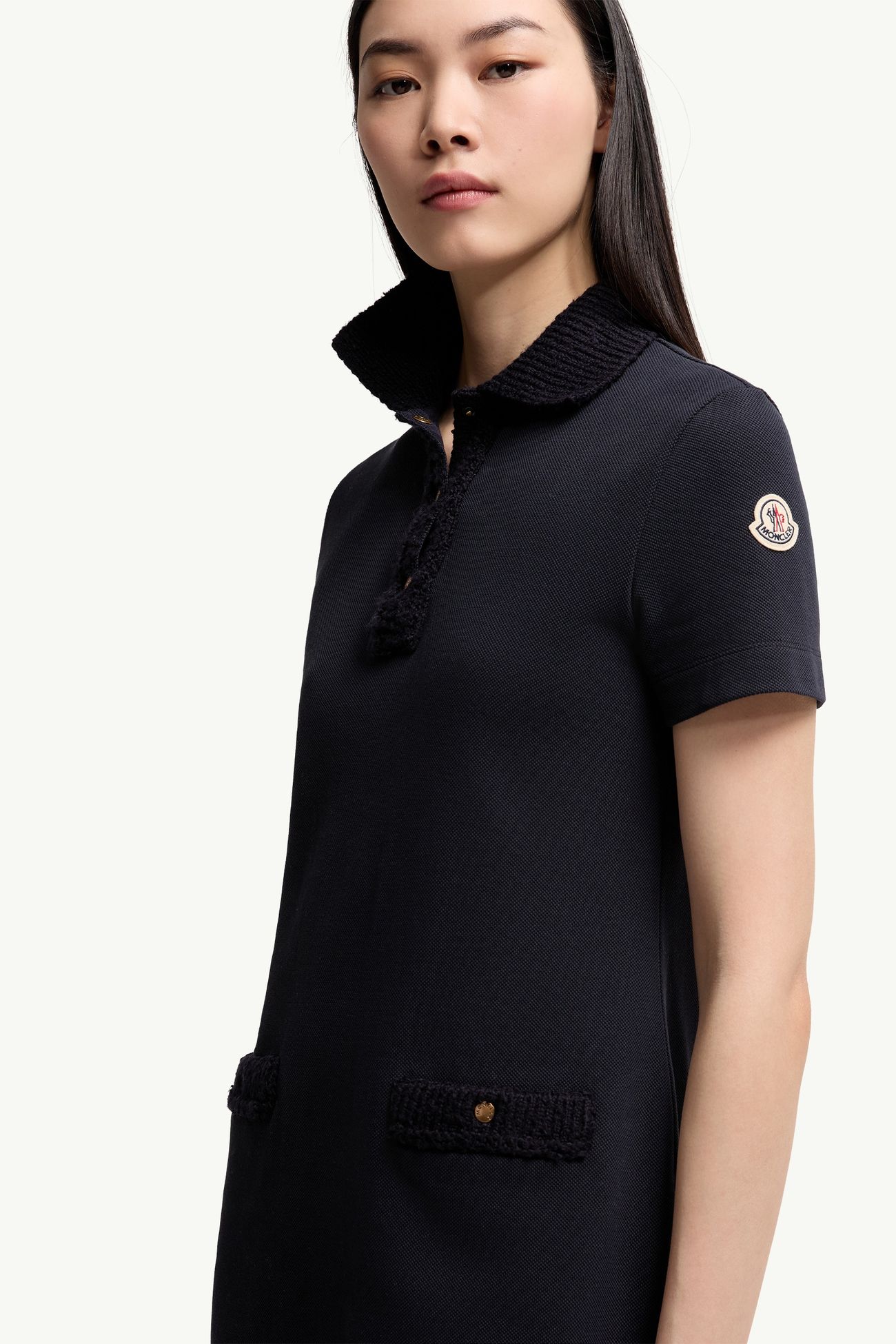 珠地棉Polo迷你連身裙 女士 深藍色 Moncler 5