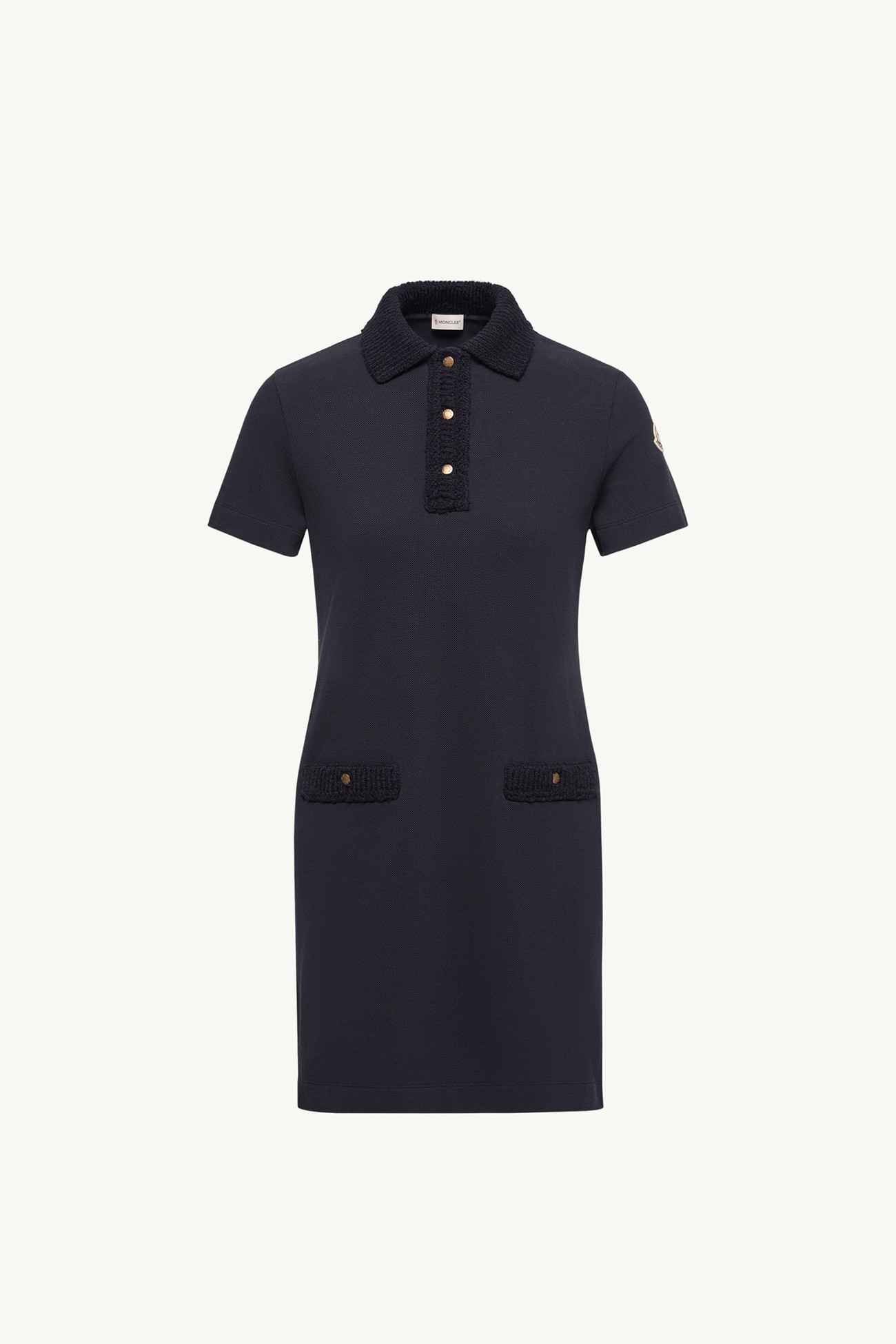 Cotton Piquet Polo Mini Dress Women Dark Blue Moncler 2