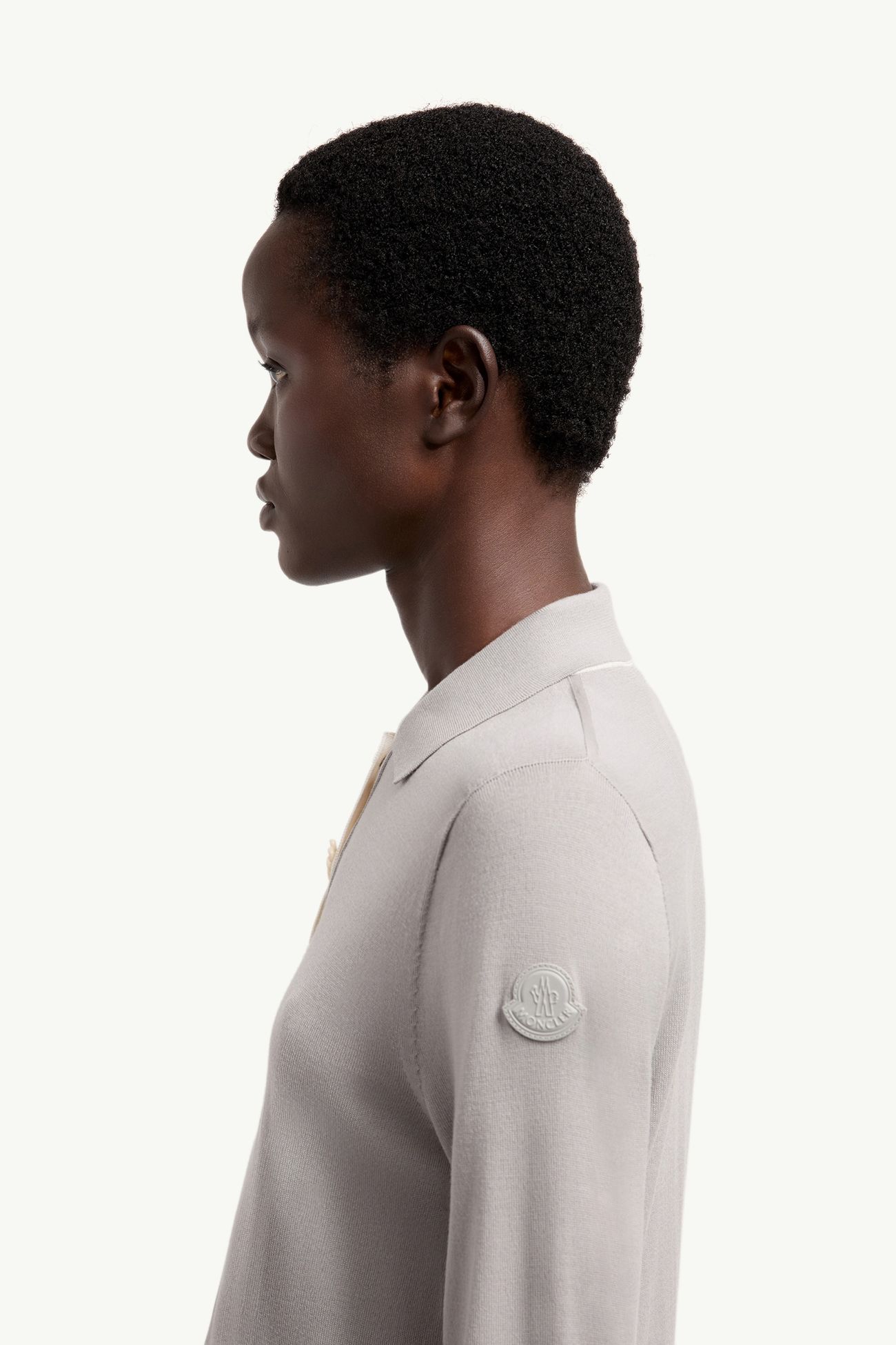 羊毛長袖Polo恤 女士 灰色 Moncler 1
