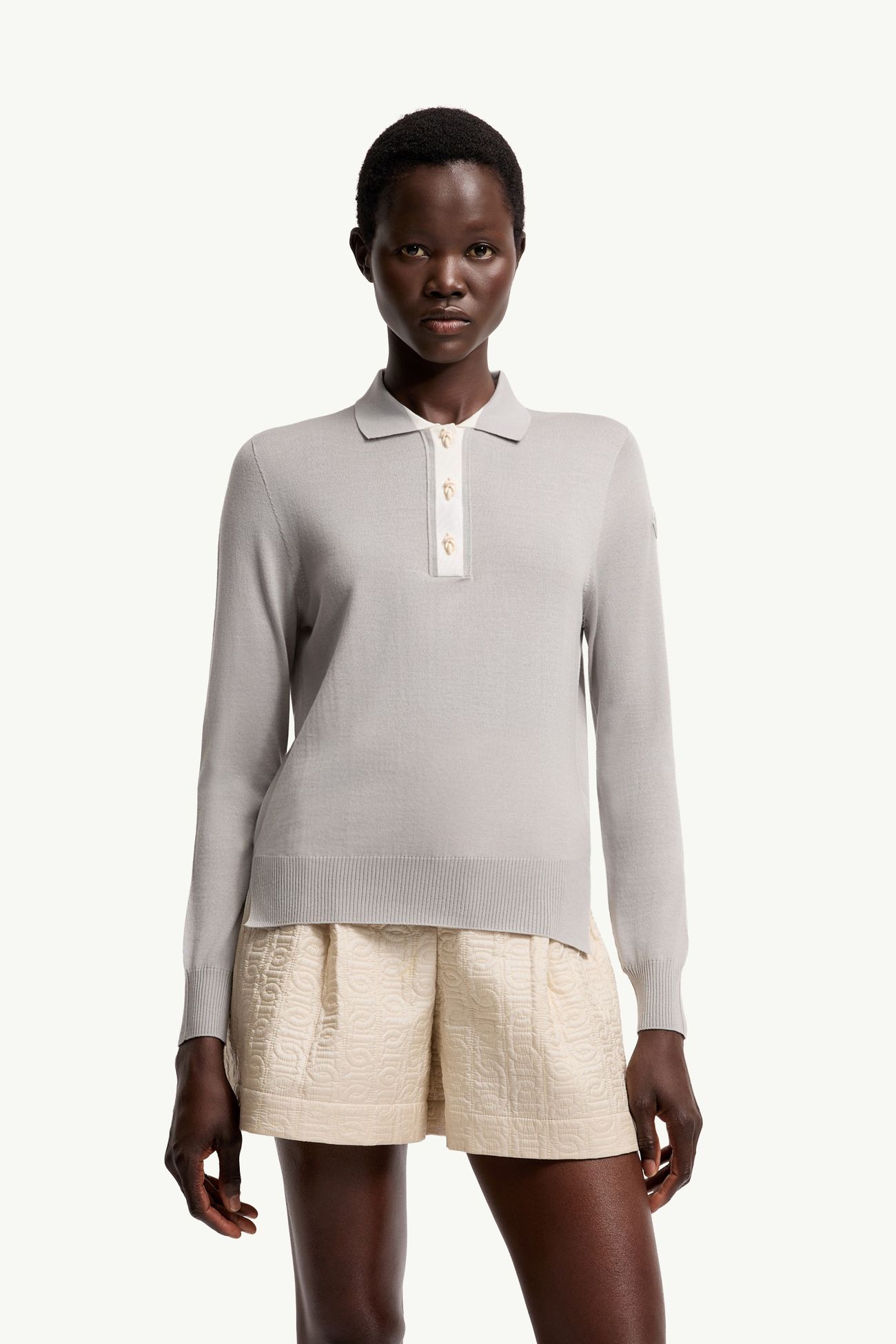 Polo à manches longues en laine Femmes Gris Moncler 3