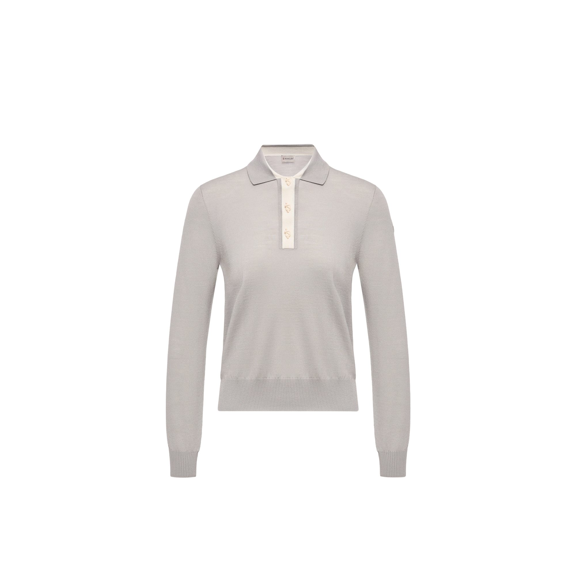 Moncler   Wool Long Sleeve Polo Shirt for Women in Gray, Size: M