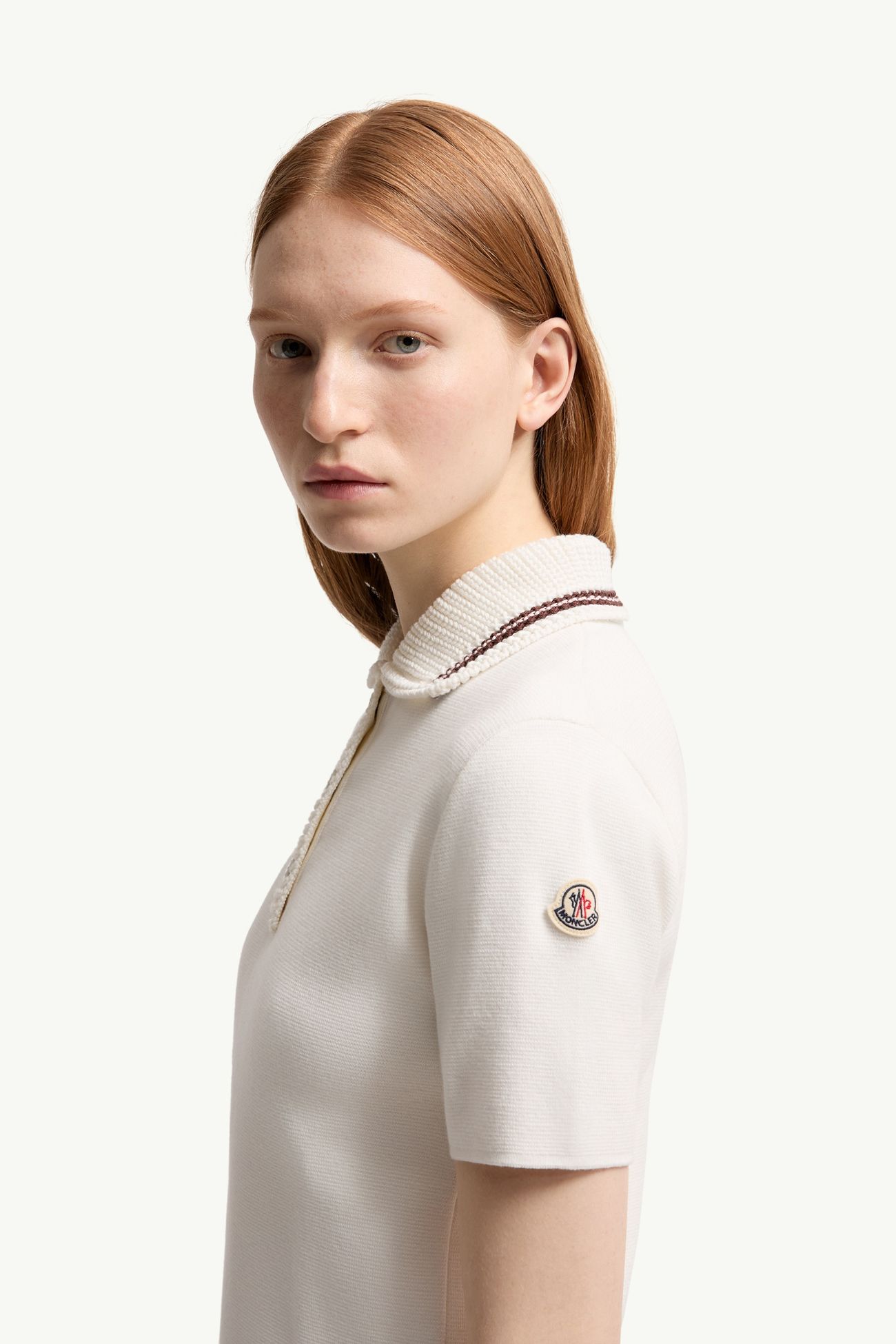 Cotton Knit Polo Shirt Women White Moncler 1