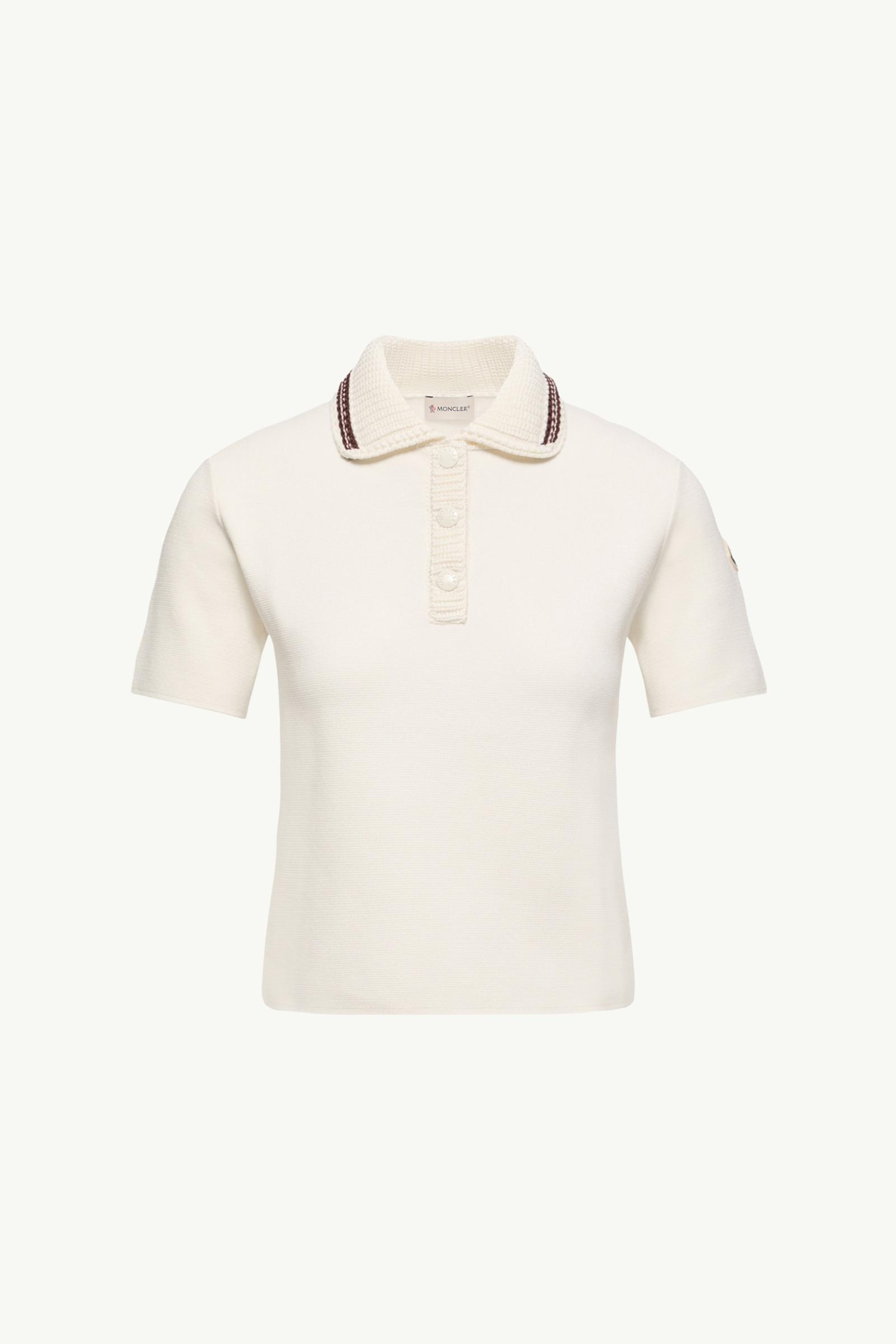 Cotton Knit Polo Shirt Women White Moncler, 1 of 0
