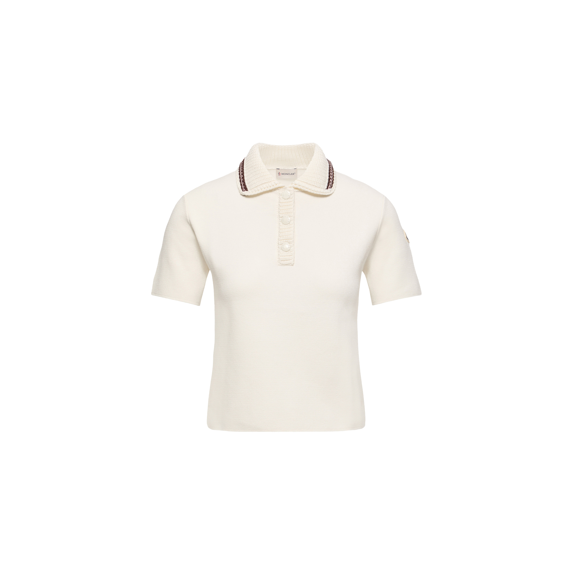 Moncler   Cotton Knit Polo Shirt for Women in White, Size: L