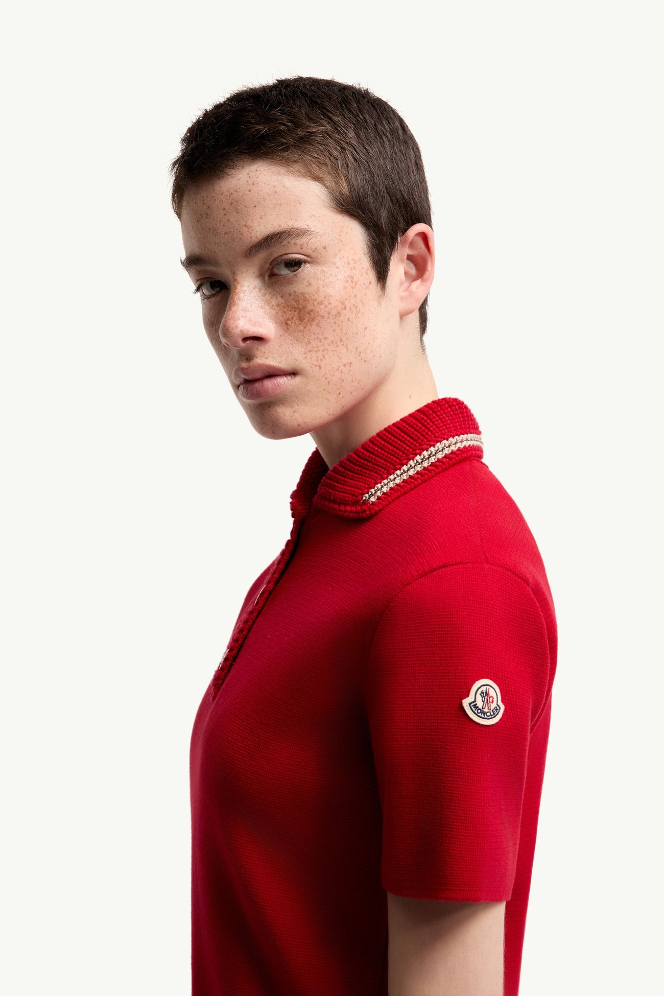 Polo in maglia di cotone Donna Rosso Moncler 1
