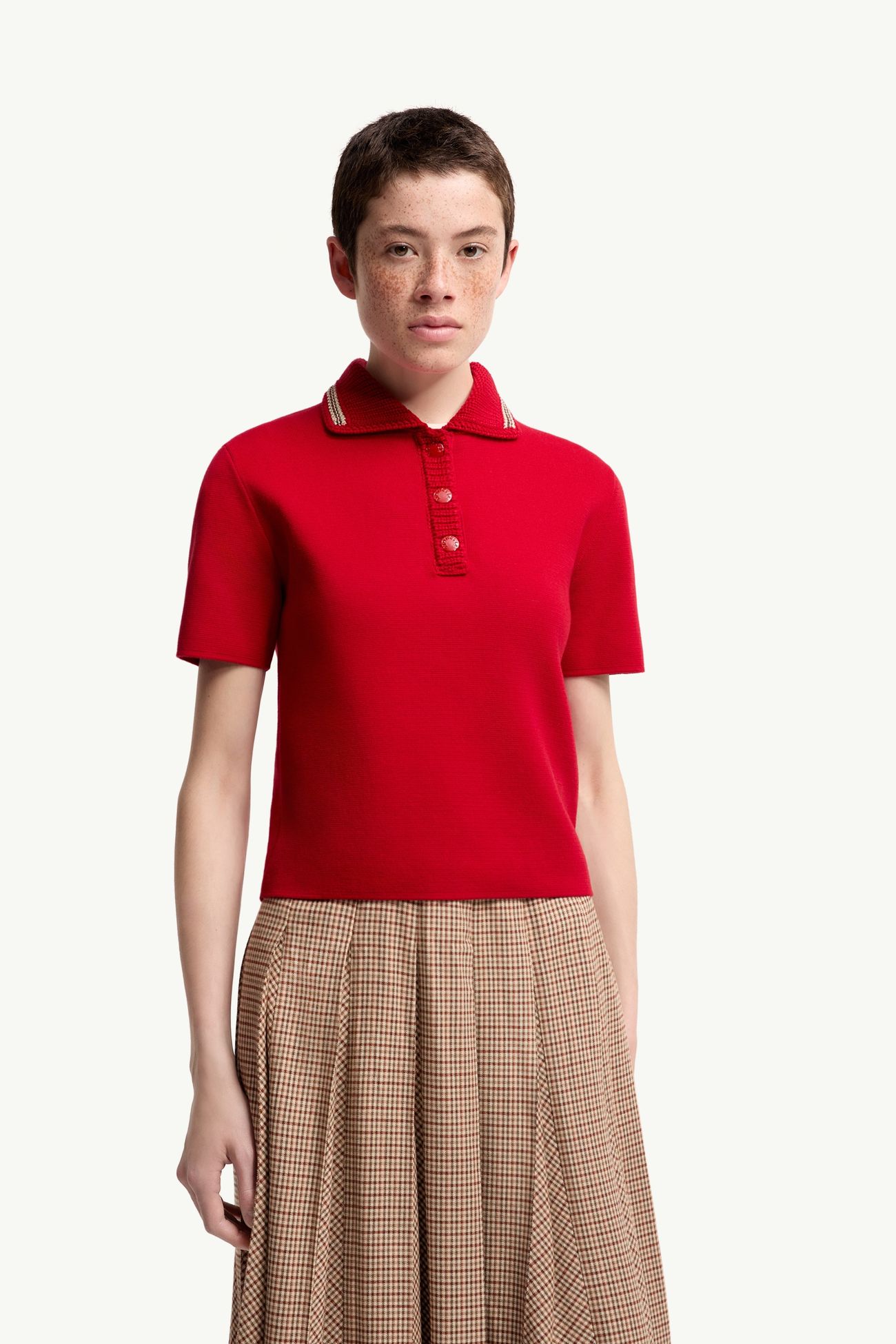 Poloshirt aus Baumwollstrick Damen Rot Moncler 3