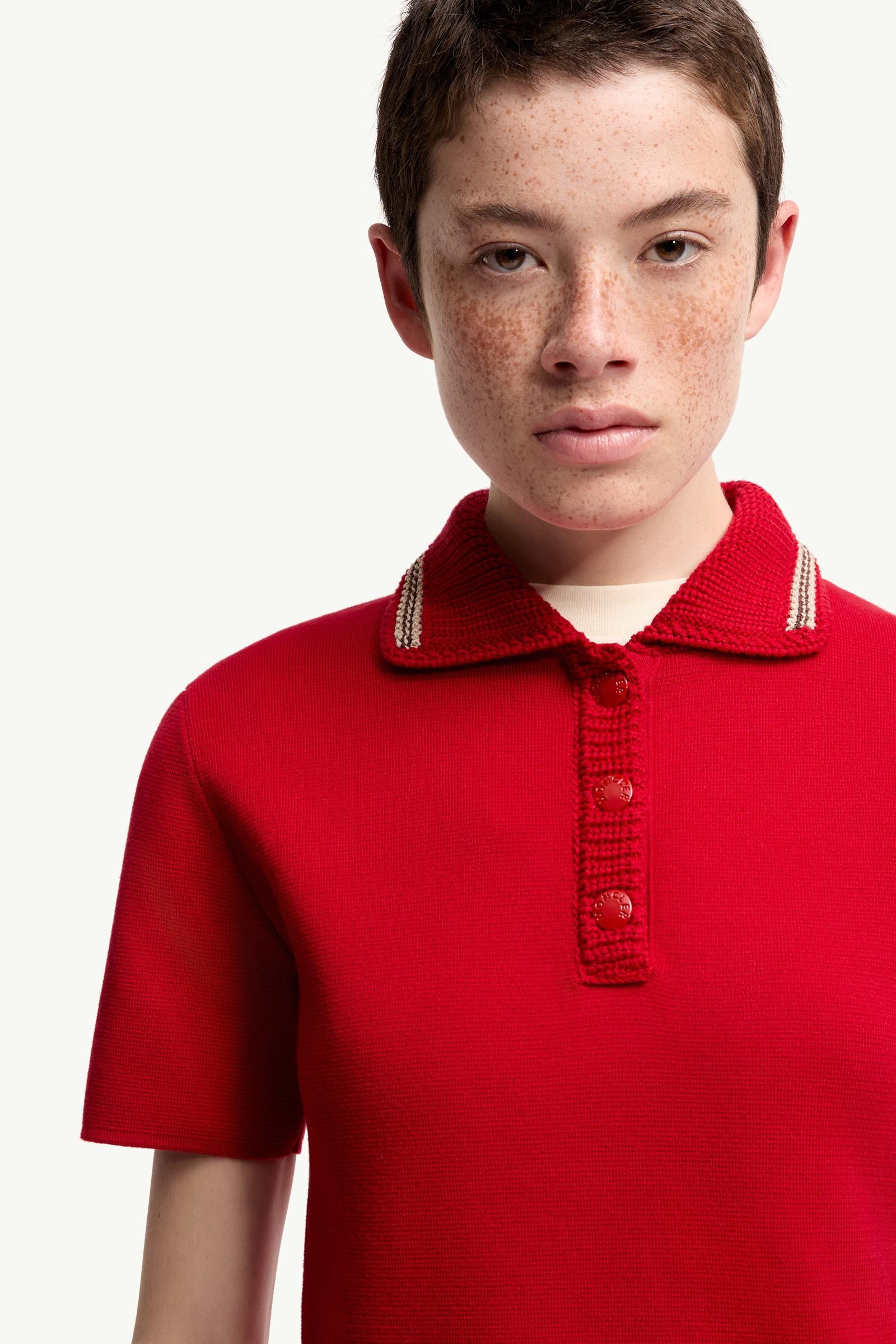 Red Cotton Knit Polo Shirt - Tops & T-shirts for Women | Moncler US
