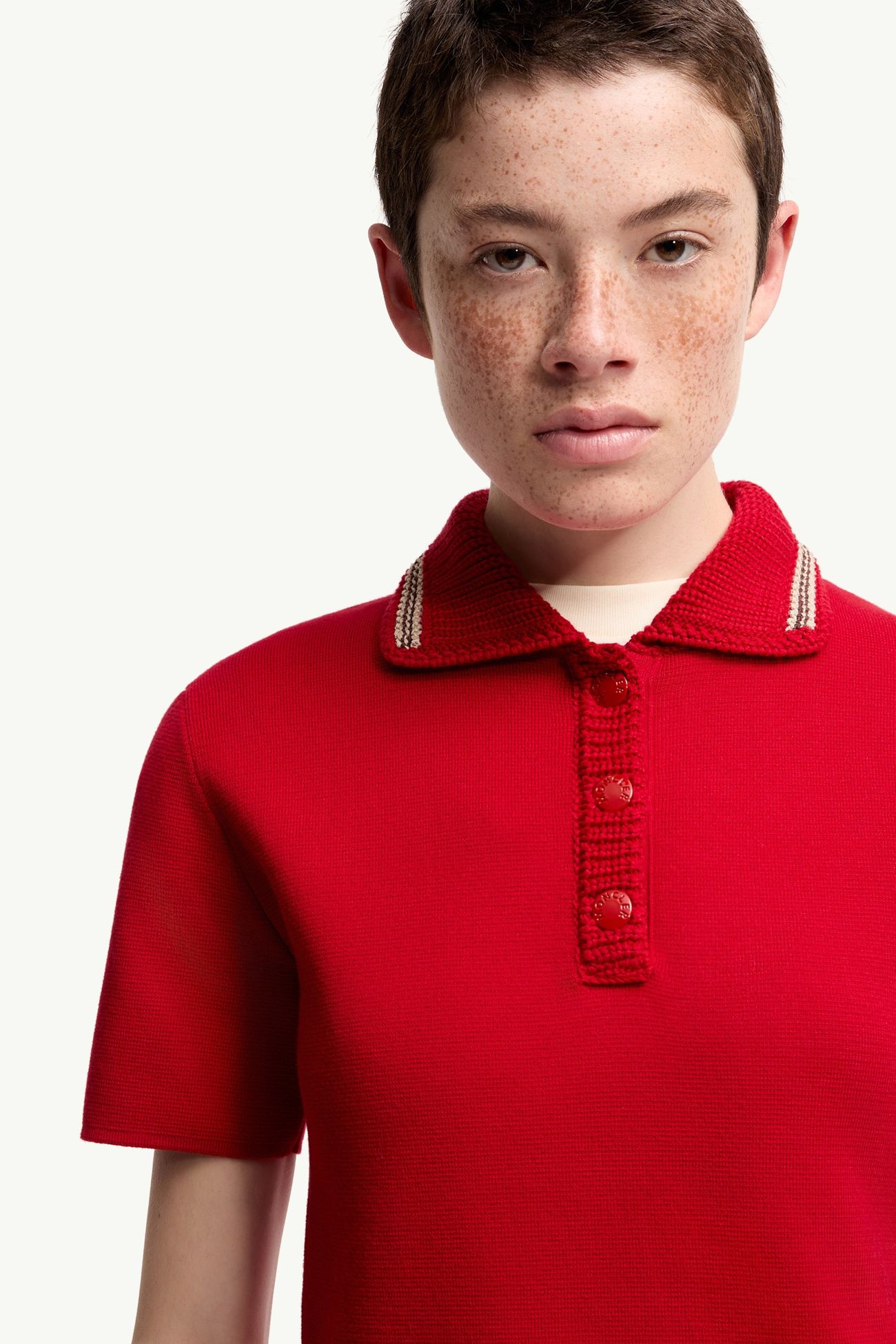 Polo in maglia di cotone Donna Rosso Moncler 5