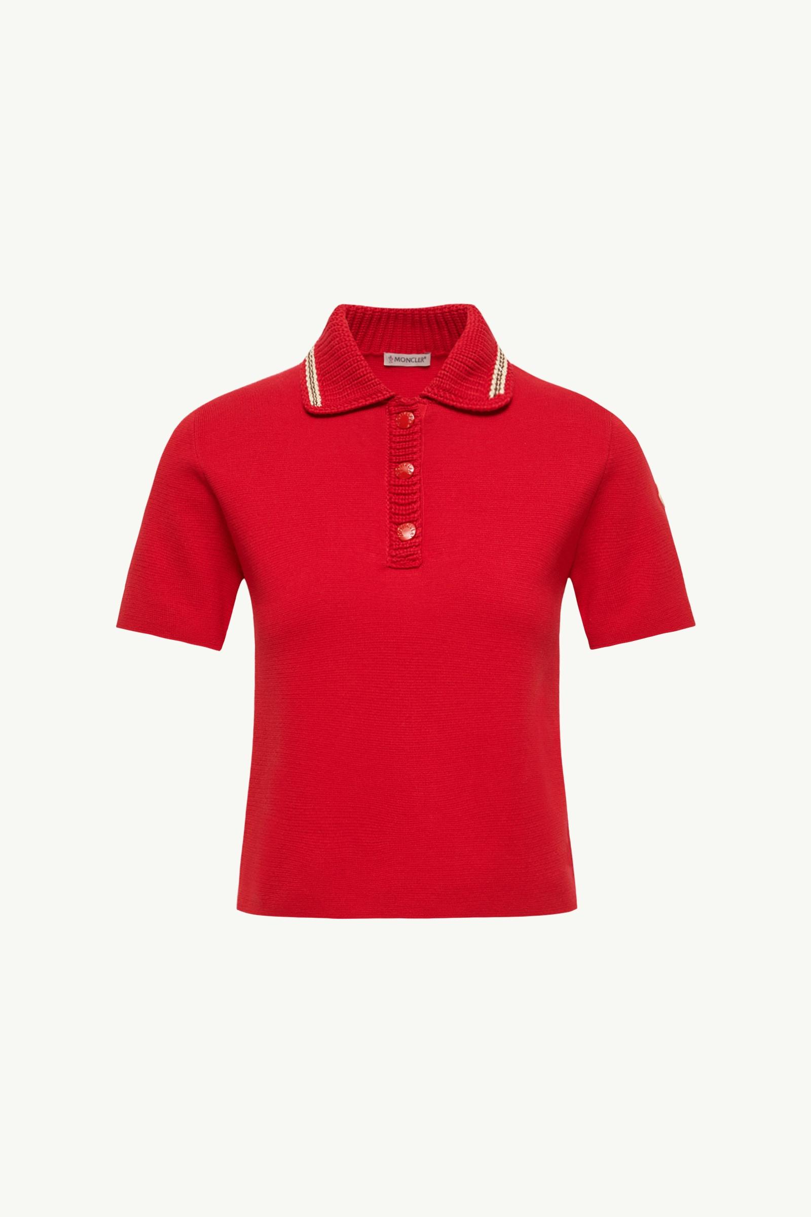 Cotton Knit Polo Shirt Women Red Moncler, 1 of 0