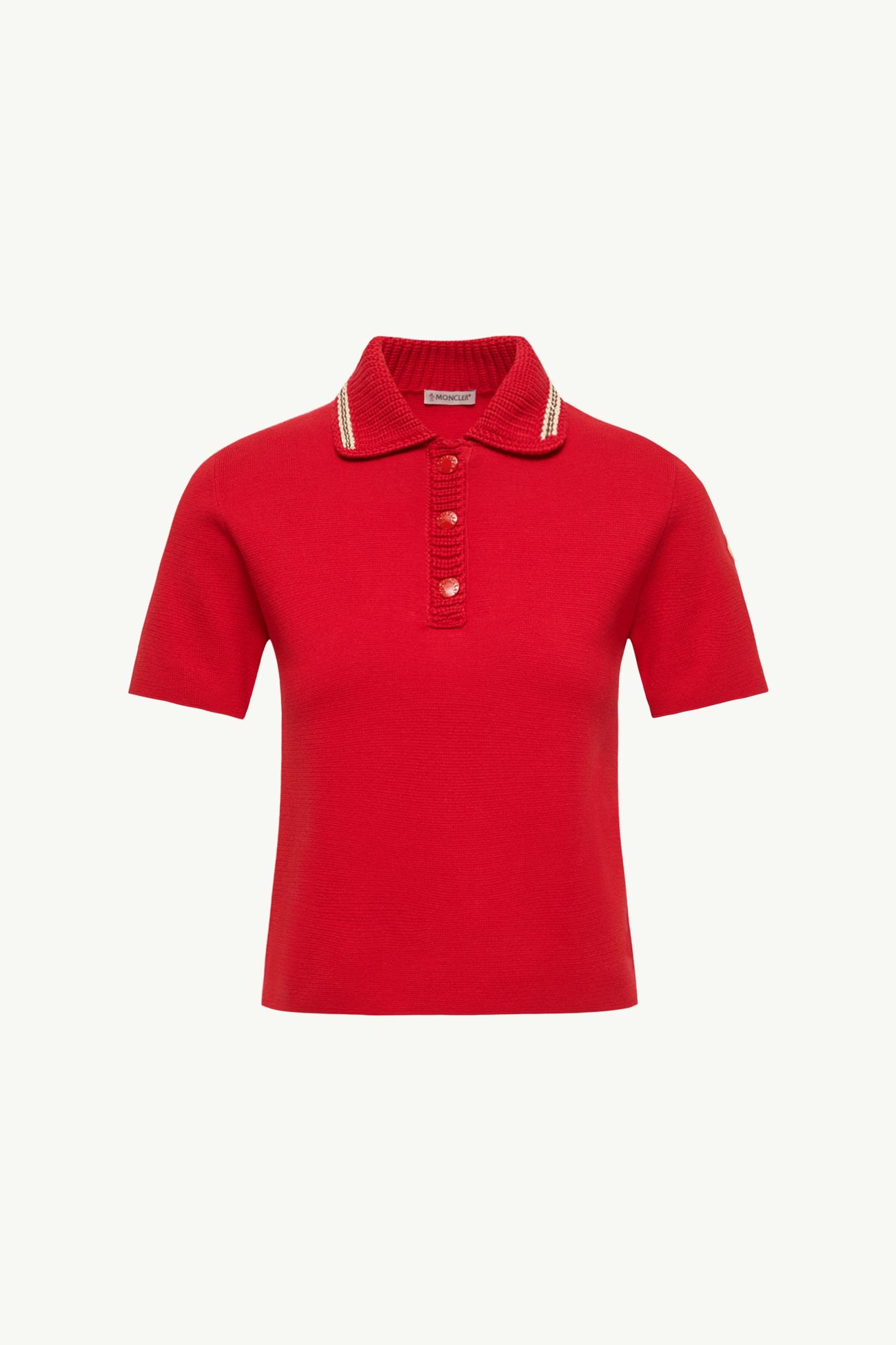 Cotton Knit Polo Shirt Women Red Moncler 2