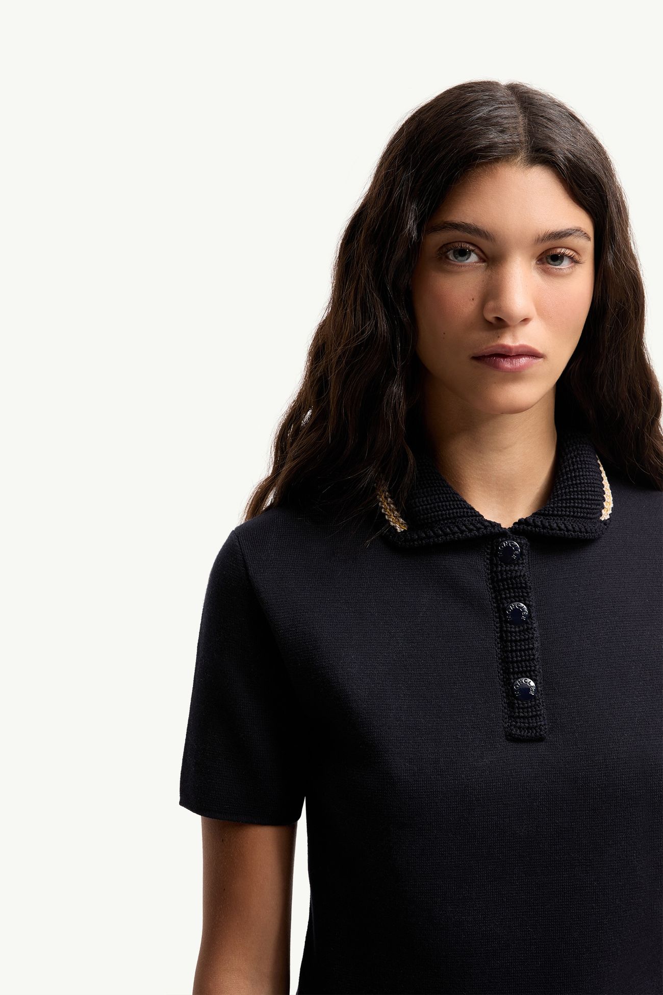 Polo in maglia di cotone Donna Blu Navy Moncler 5