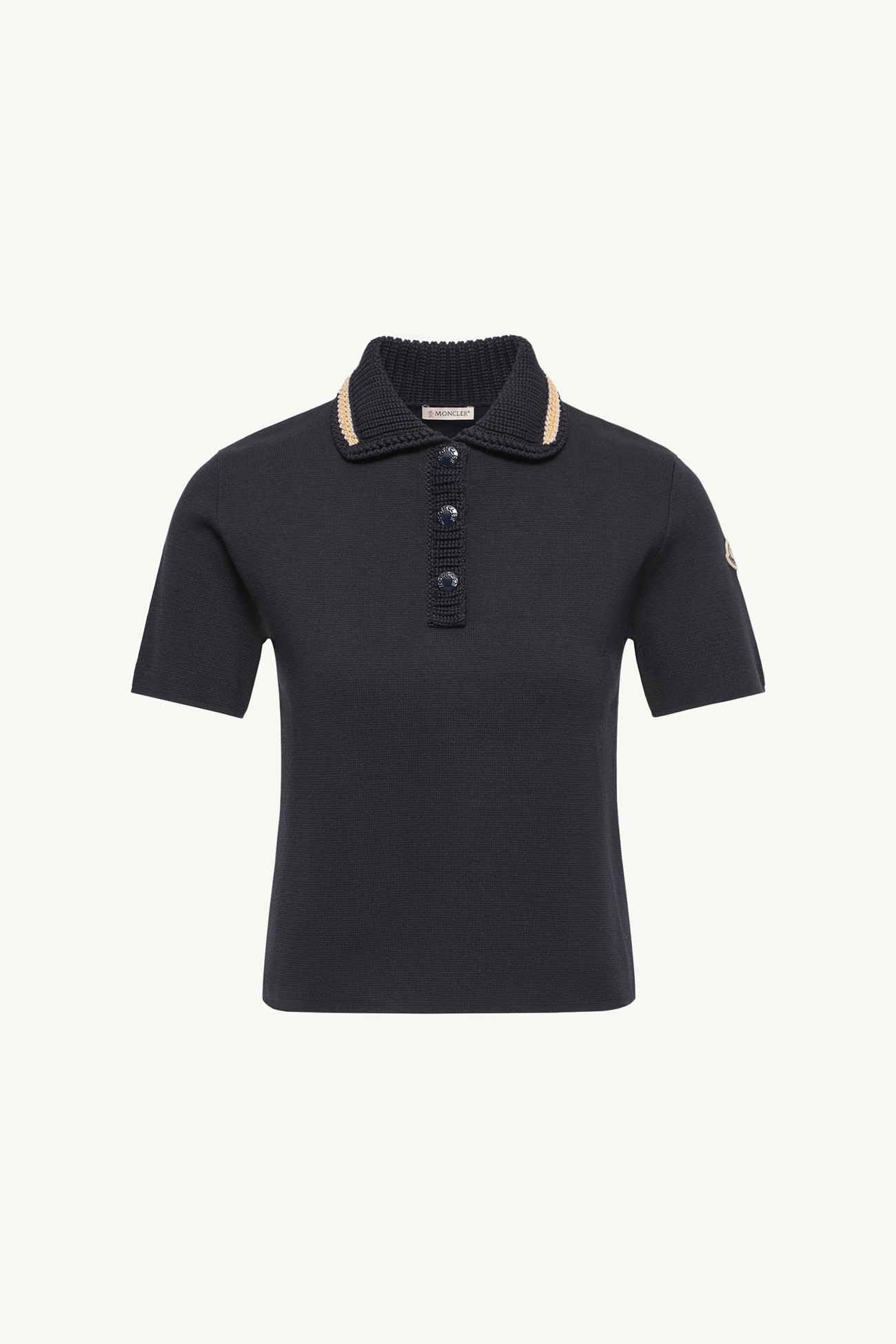 Cotton Knit Polo Shirt Women Navy Blue Moncler 2