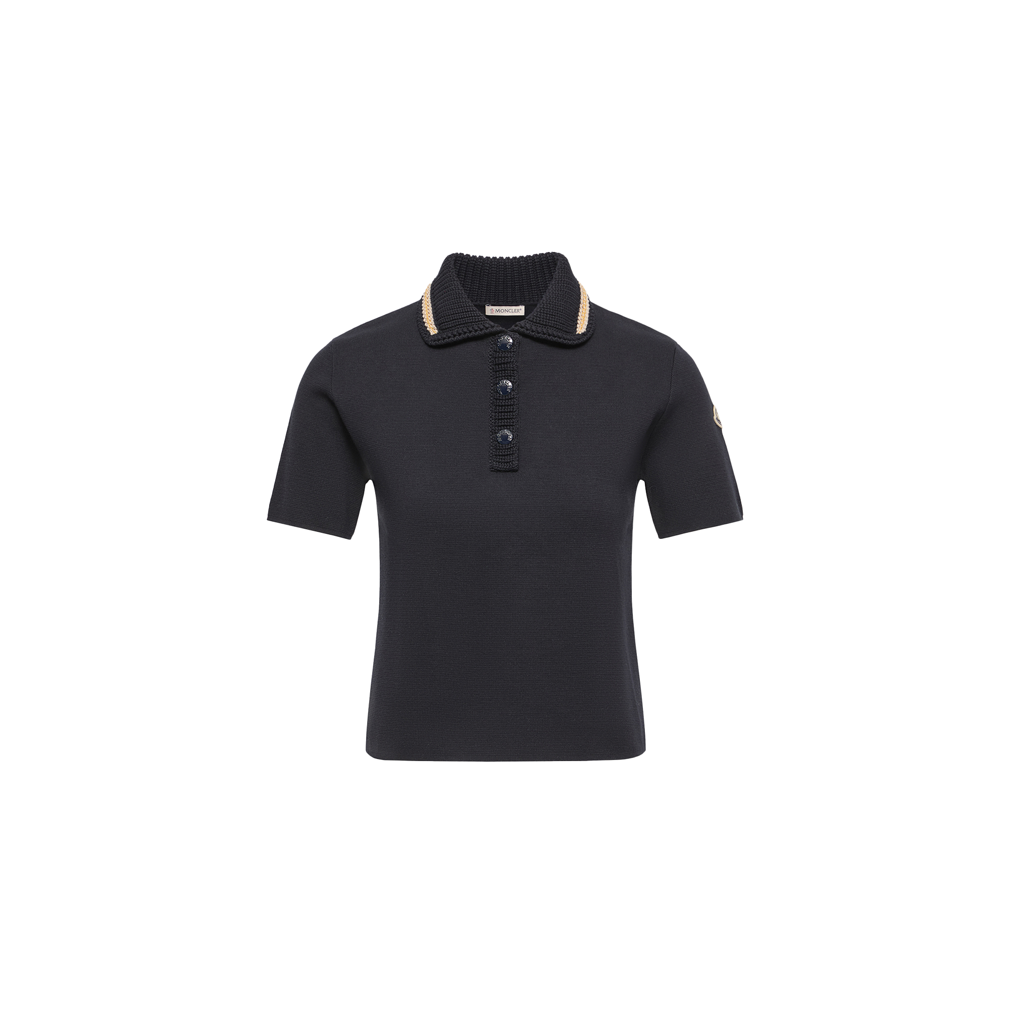 Moncler Knitted Polo Shirt - Female - Polo Shirts - Blue - M - Tops - Image 4