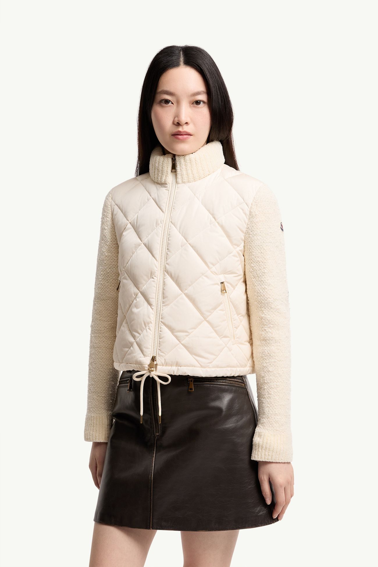 Cárdigan acolchado con cremallera de mezcla de algodón Mujer Blanco Moncler 3