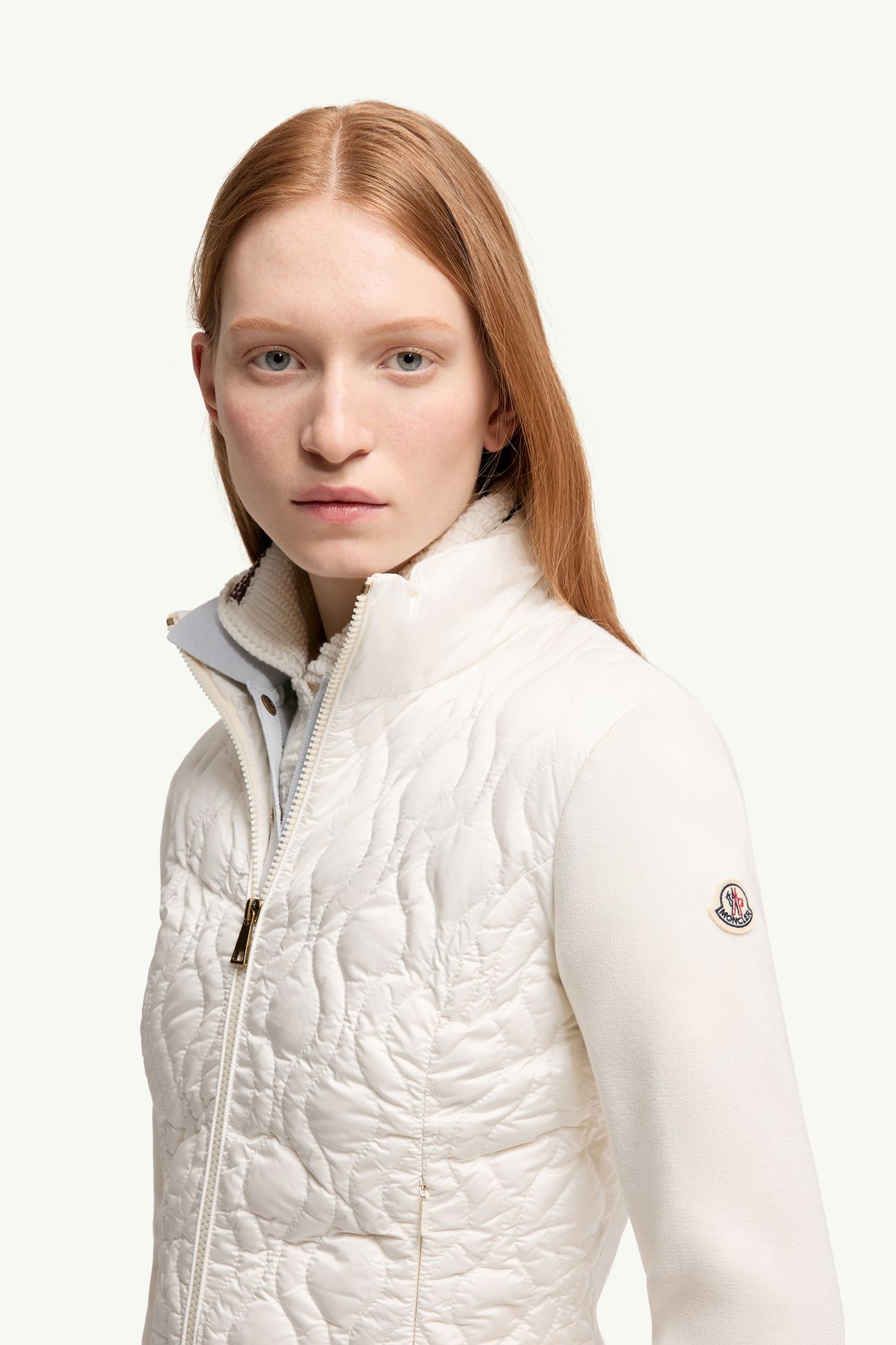 Cotton Padded Zip-Up Cardigan Women White Moncler 1