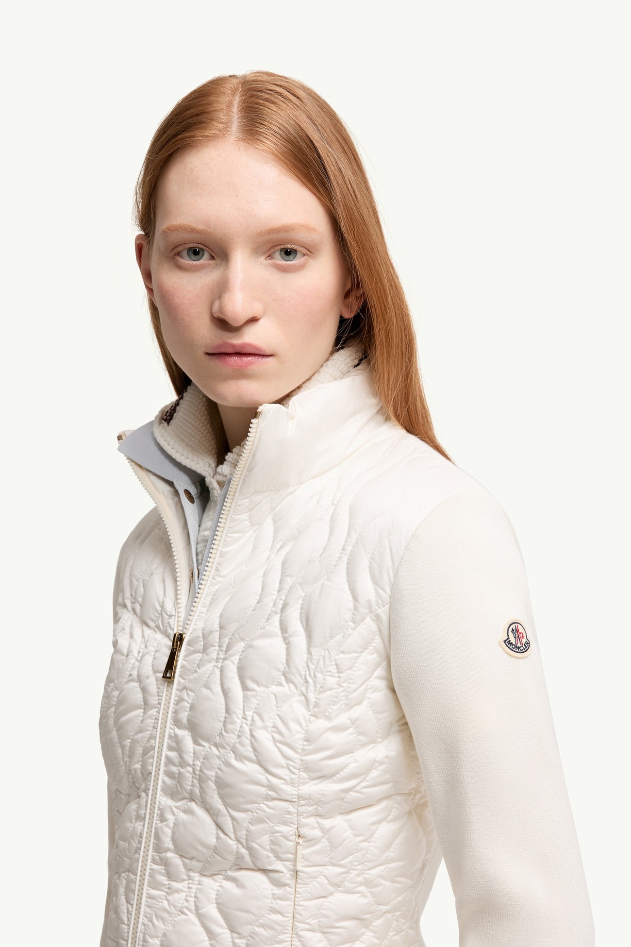 棉質夾層拉鏈開襟毛衣 女士 白色 Moncler 1