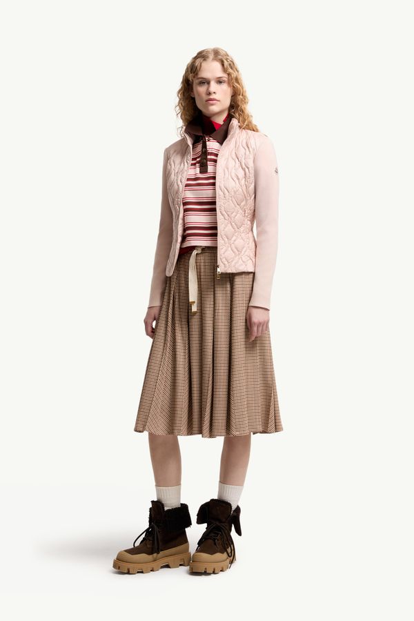 Wattierte Strickjacke mit Reißverschluss aus Baumwolle Damen Pink Moncler 0