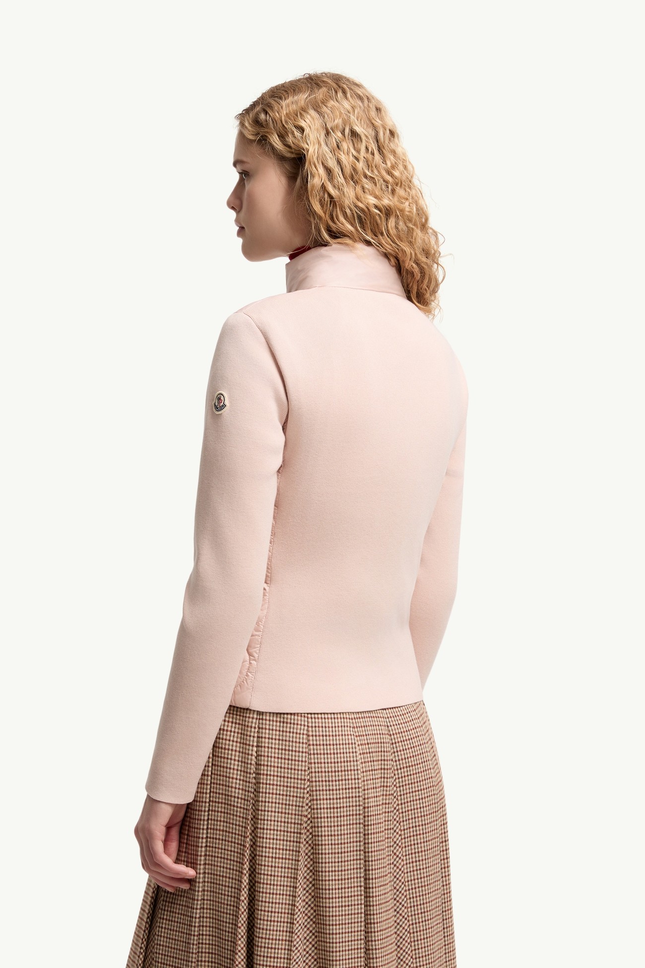 Cardigan imbottito con zip in cotone Donna Rosa Moncler 4
