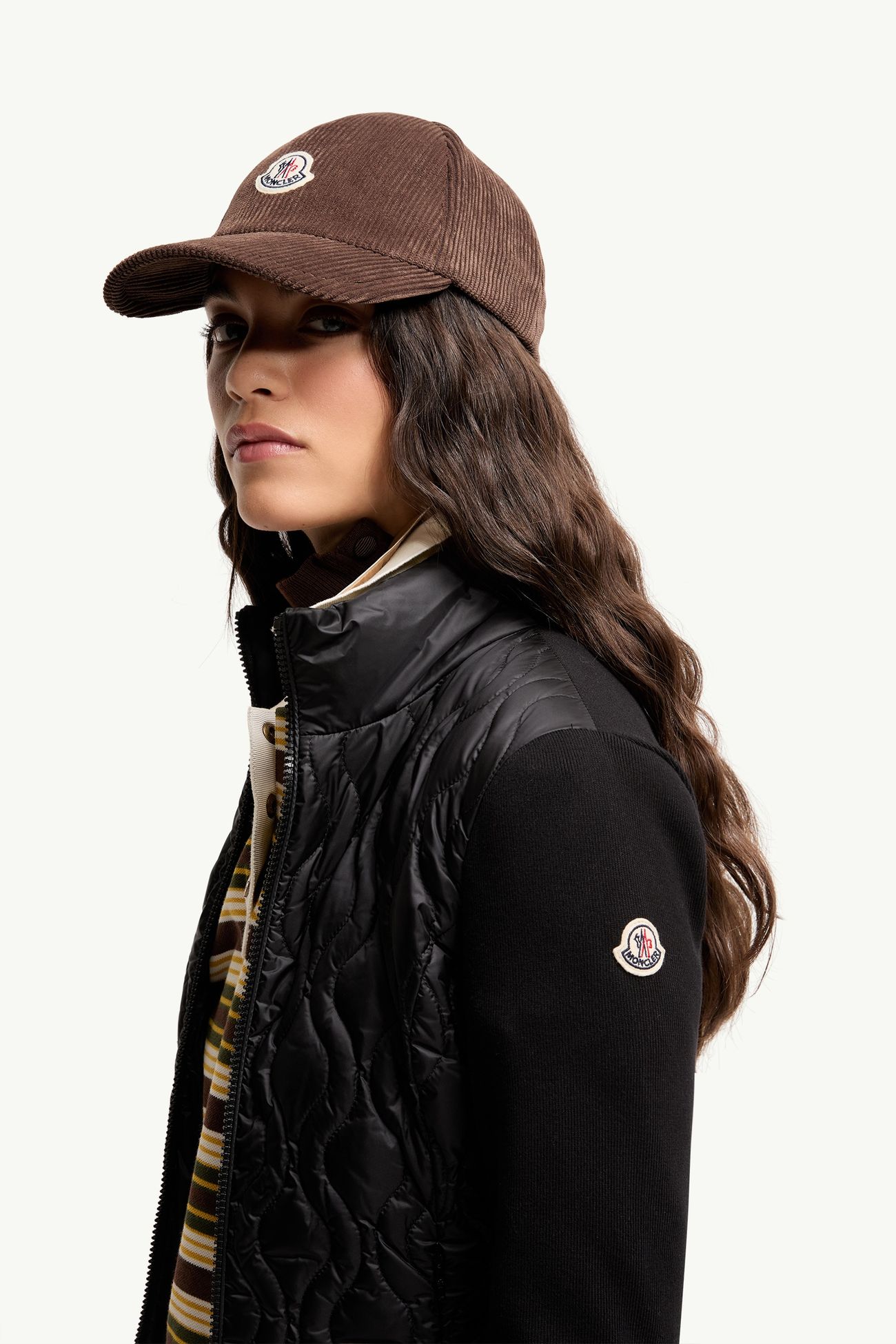 Cárdigan acolchado con cremallera de algodón Mujer Negro Moncler 1