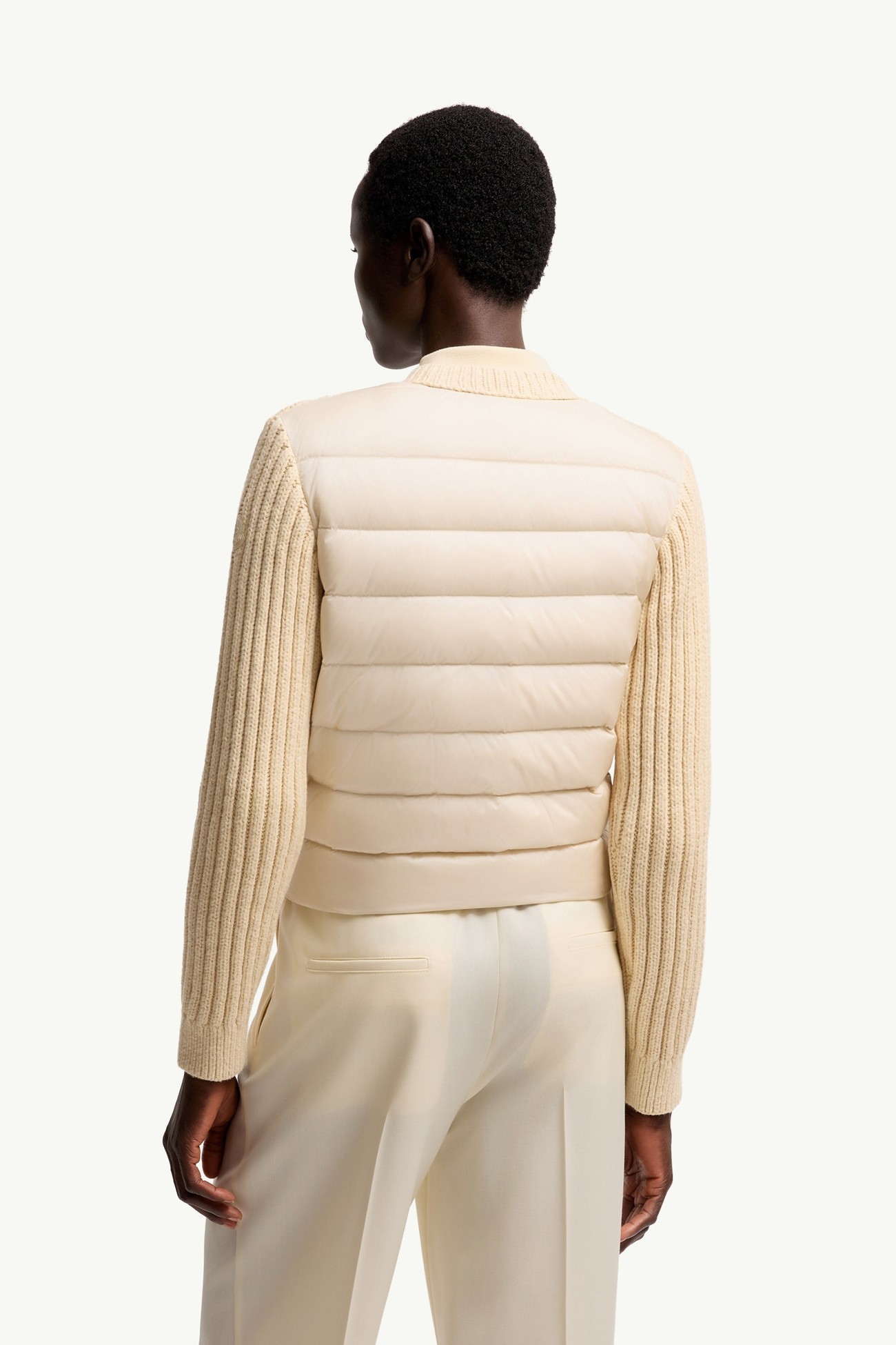 棉質夾層開襟毛衣 女士 淺米色 Moncler 4