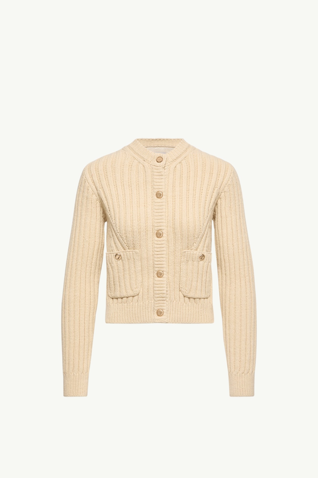 Cotton Padded Cardigan Women Light Beige Moncler 2