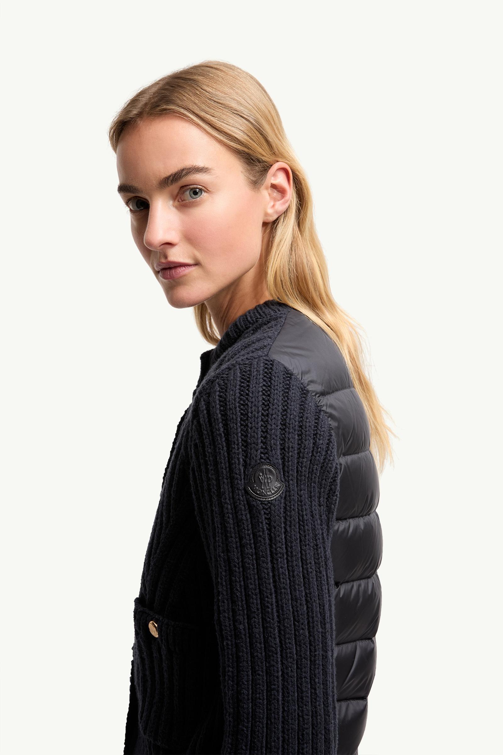 Dark Blue Cotton Padded Cardigan - Sweaters & Cardigans for Women