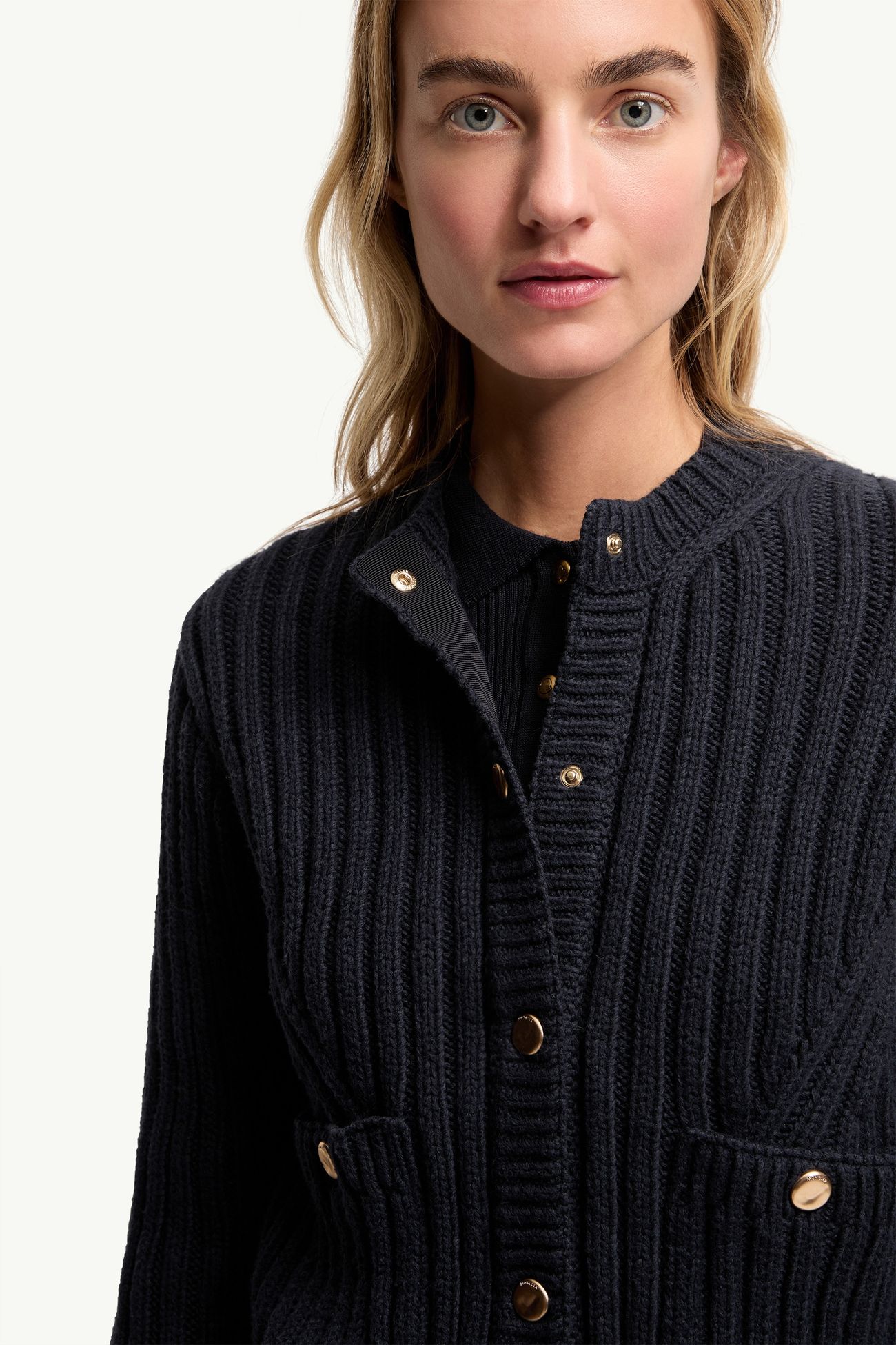 Cotton Padded Cardigan Women Dark Blue Moncler 5