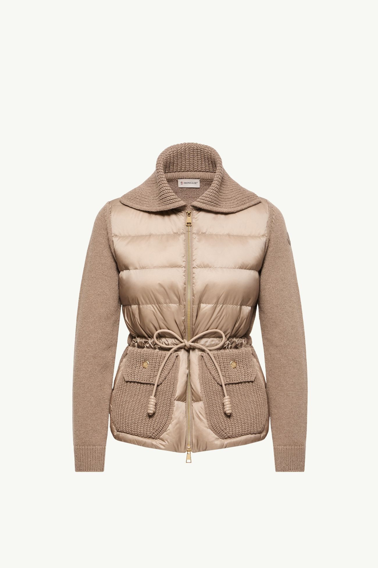 Cárdigan acolchado de mezcla de lana y cachemira con cremallera Mujer Beige Moncler 2