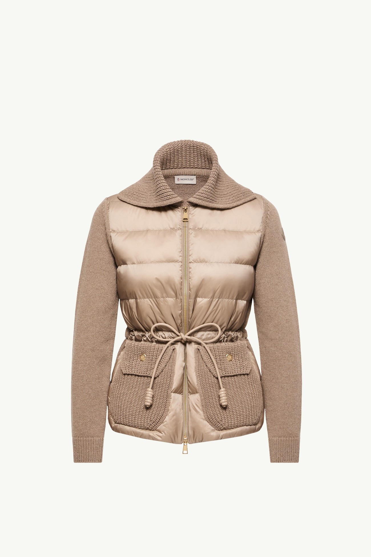 Wool & Cashmere Blend Padded Zip-Up Cardigan Women Beige Moncler 2