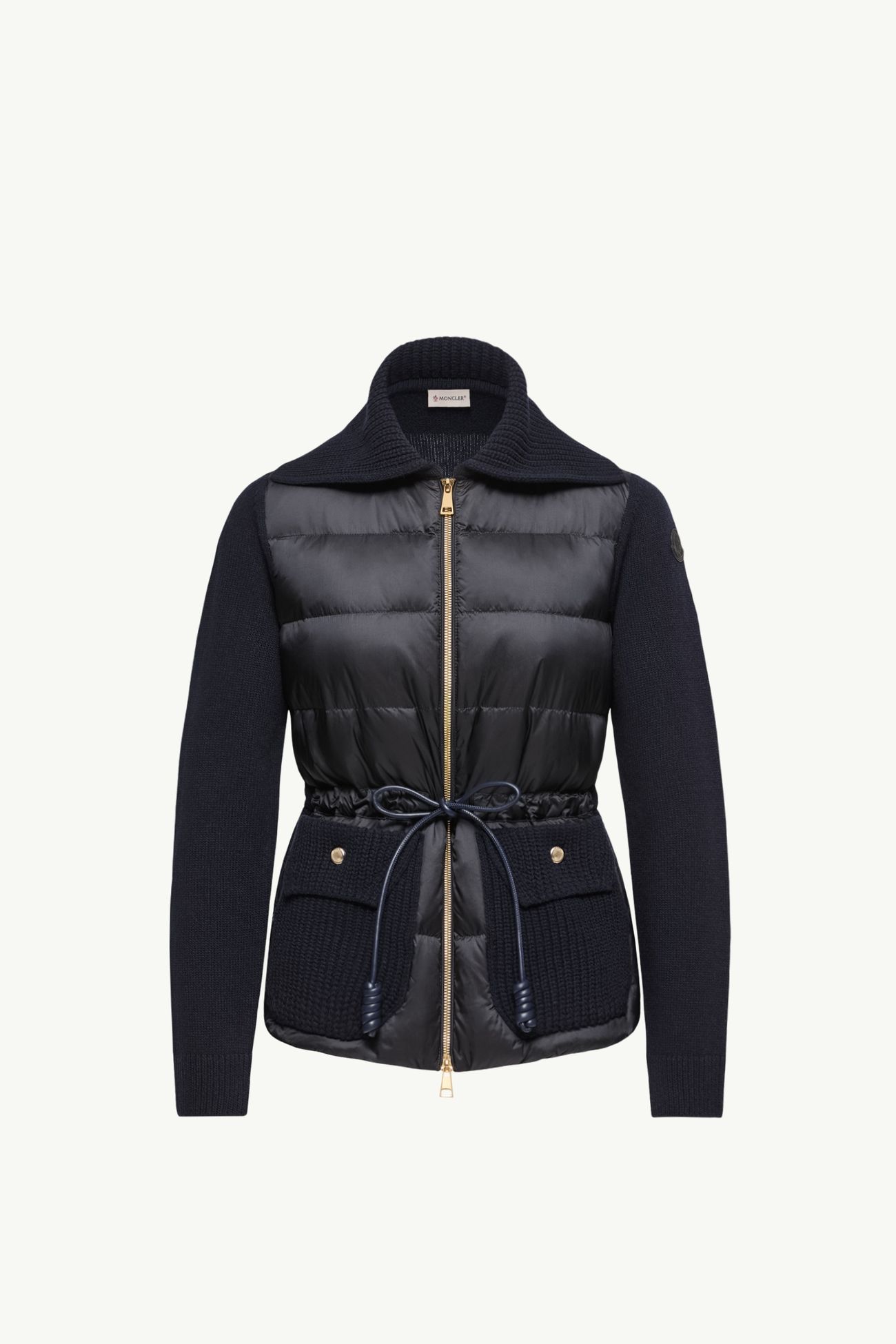 Cardigan imbottito con zip in misto lana e cashmere Donna Blu Scuro Moncler 2