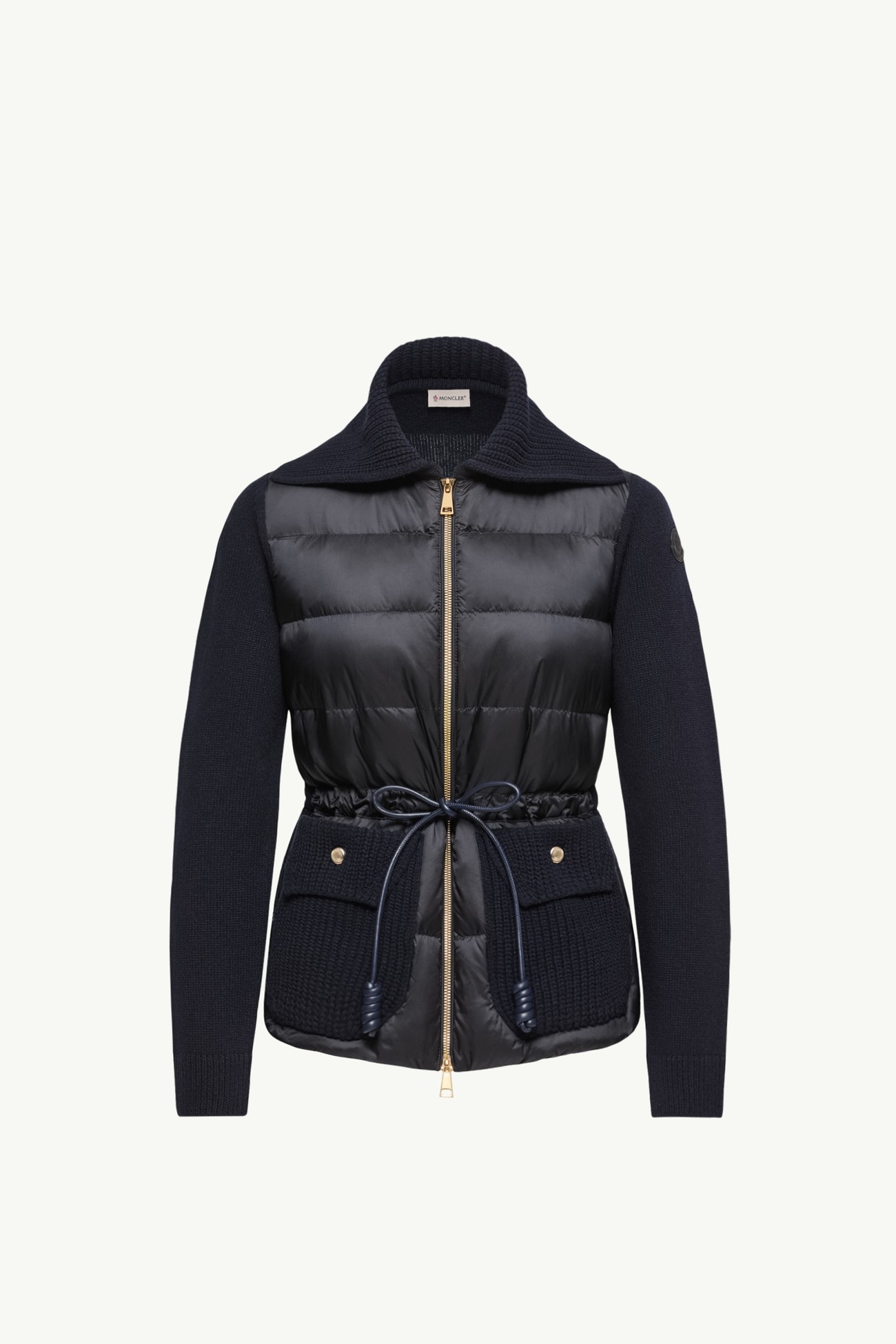 Wool & Cashmere Blend Padded Zip-Up Cardigan Women Dark Blue Moncler 2