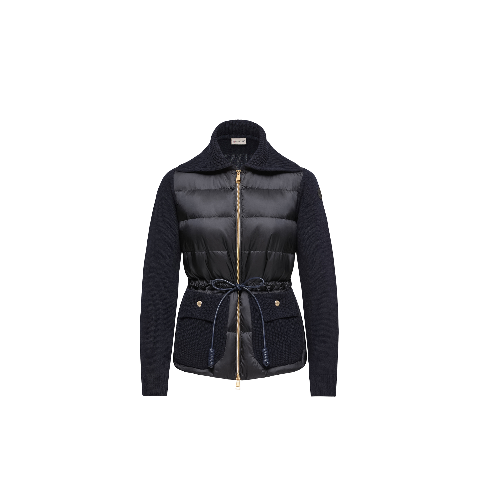 Moncler   Wool & Cashmere Blend Padded Zip-Up Cardigan for Women in Blue, Size: Xs