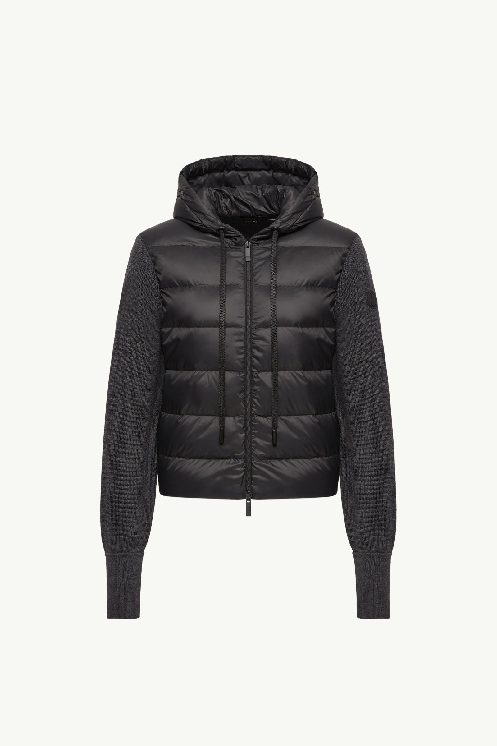 羊毛連帽夾層拉鏈開襟毛衣 女士 深灰色 Moncler, 1 of 0