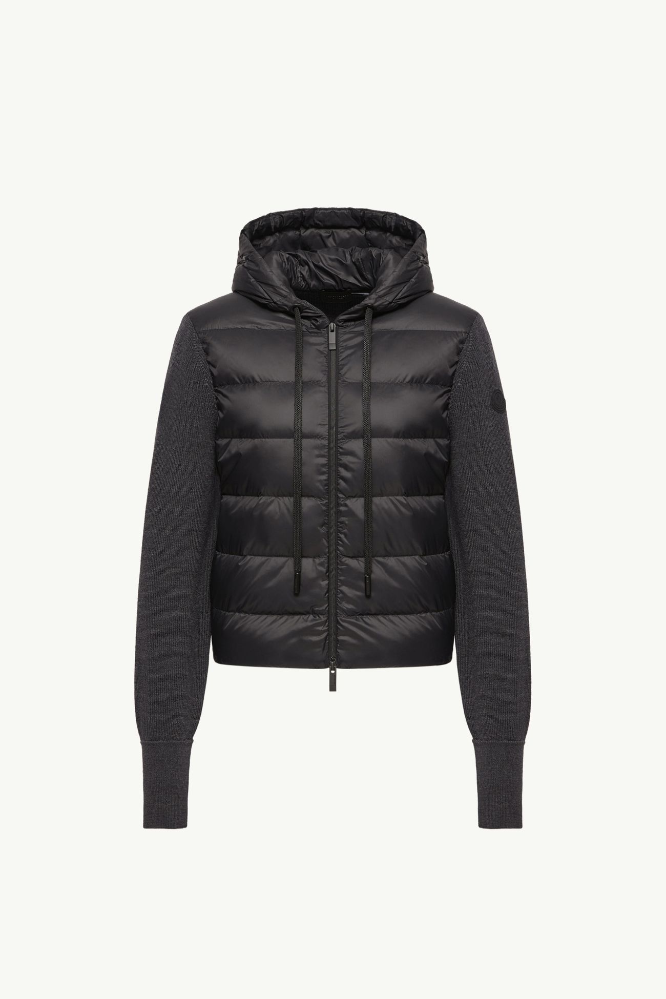 Wool Hooded Padded Zip-Up Cardigan Women Dark Gray Moncler 2