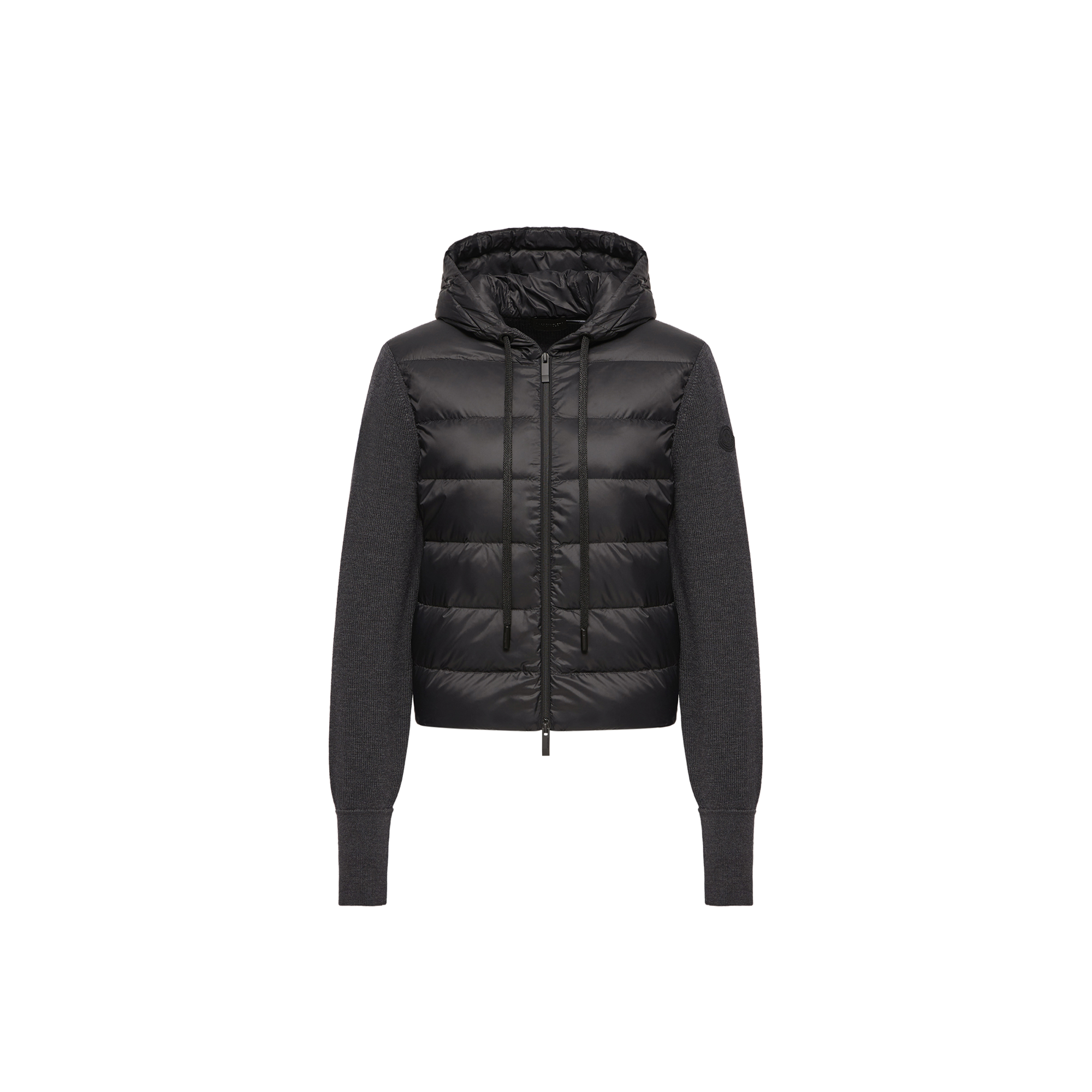 Moncler Cardigan Imbottito Con Zip E Cappuccio In Lana Donna da Grigio, Taglia: S