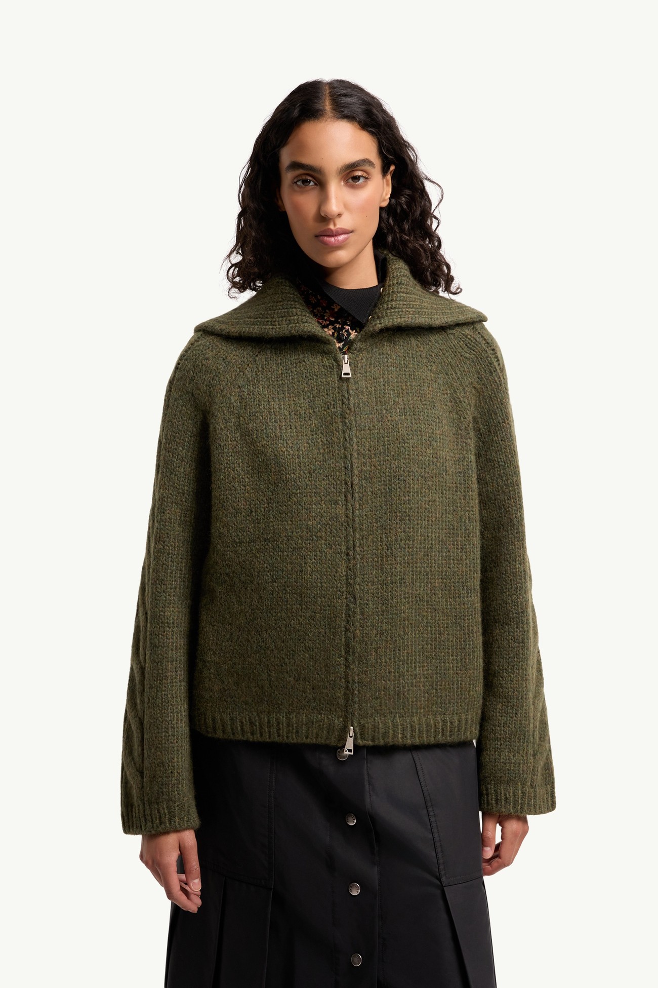 Alpaca Blend Cardigan Women Dark Green Moncler 3