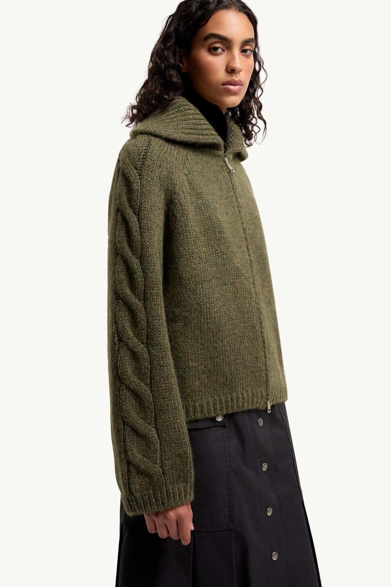 Cardigan en alpaga mélangé Femmes Vert Foncé Moncler 5
