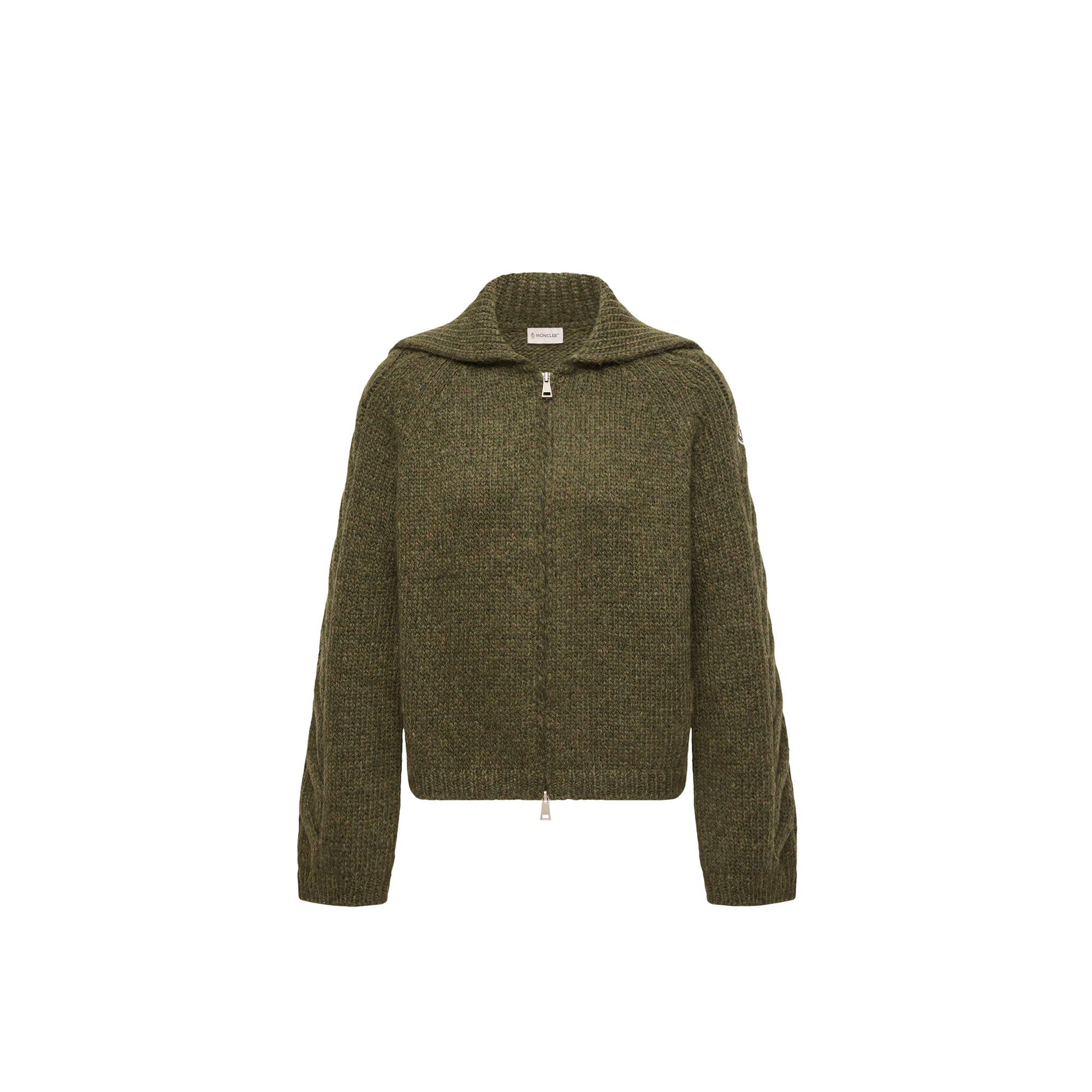 Moncler Cardigan En Alpaga Mélangé, Femme, Vert, Taille: L