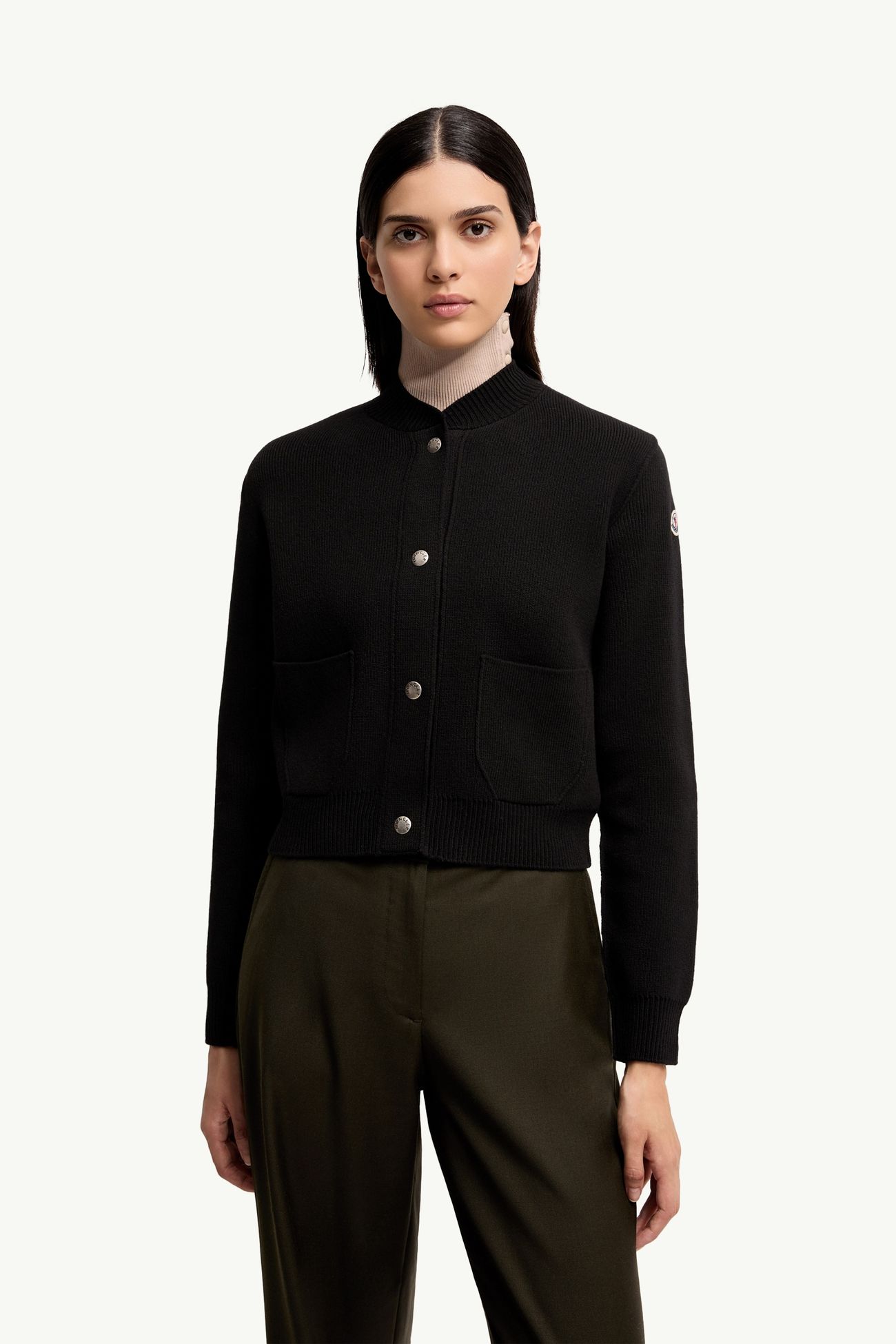 Wattierte Strickjacke aus Wolle und Kaschmir Damen Schwarz Moncler 3