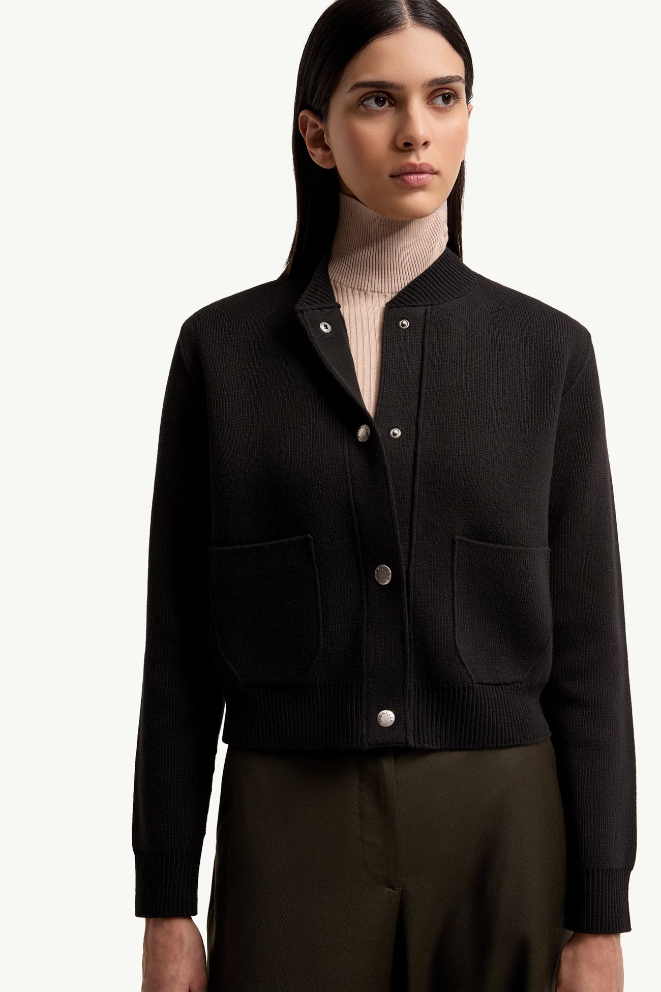 女士羊毛和羊绒混纺加衬开衫 女士 黑色 Moncler 5