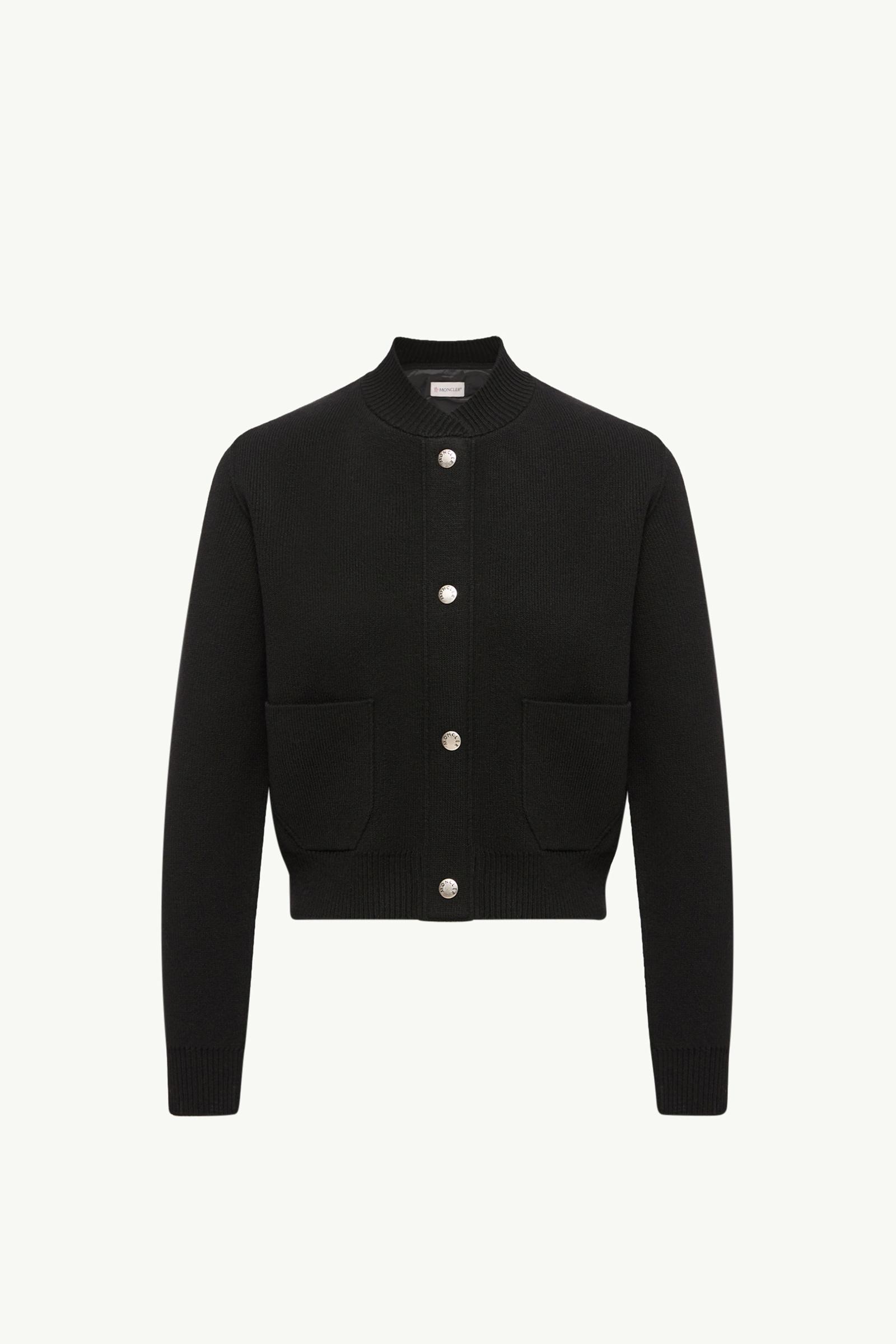 Wattierte Strickjacke aus Wolle und Kaschmir Damen Schwarz Moncler, 1 of 0