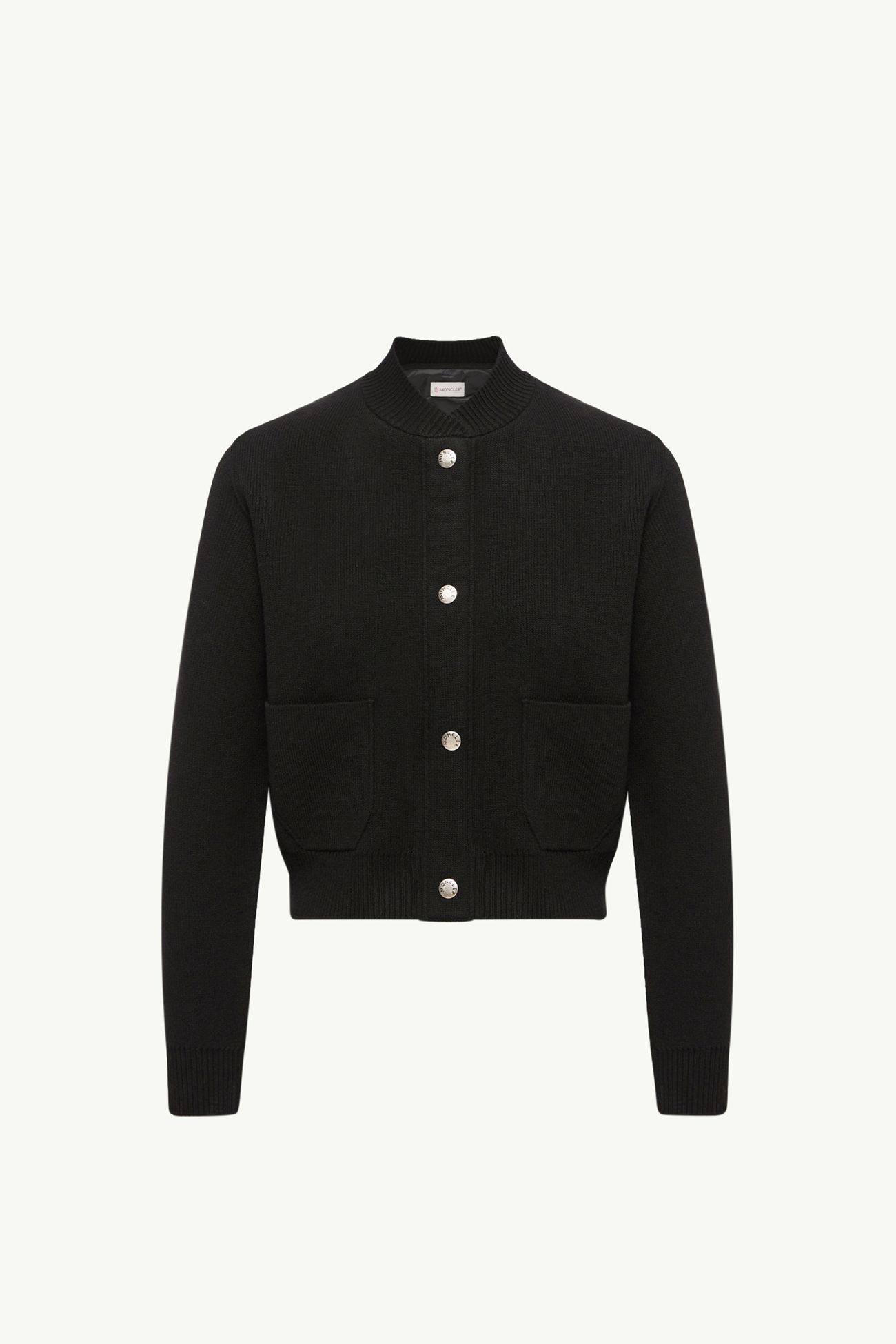 Wattierte Strickjacke aus Wolle und Kaschmir Damen Schwarz Moncler 2