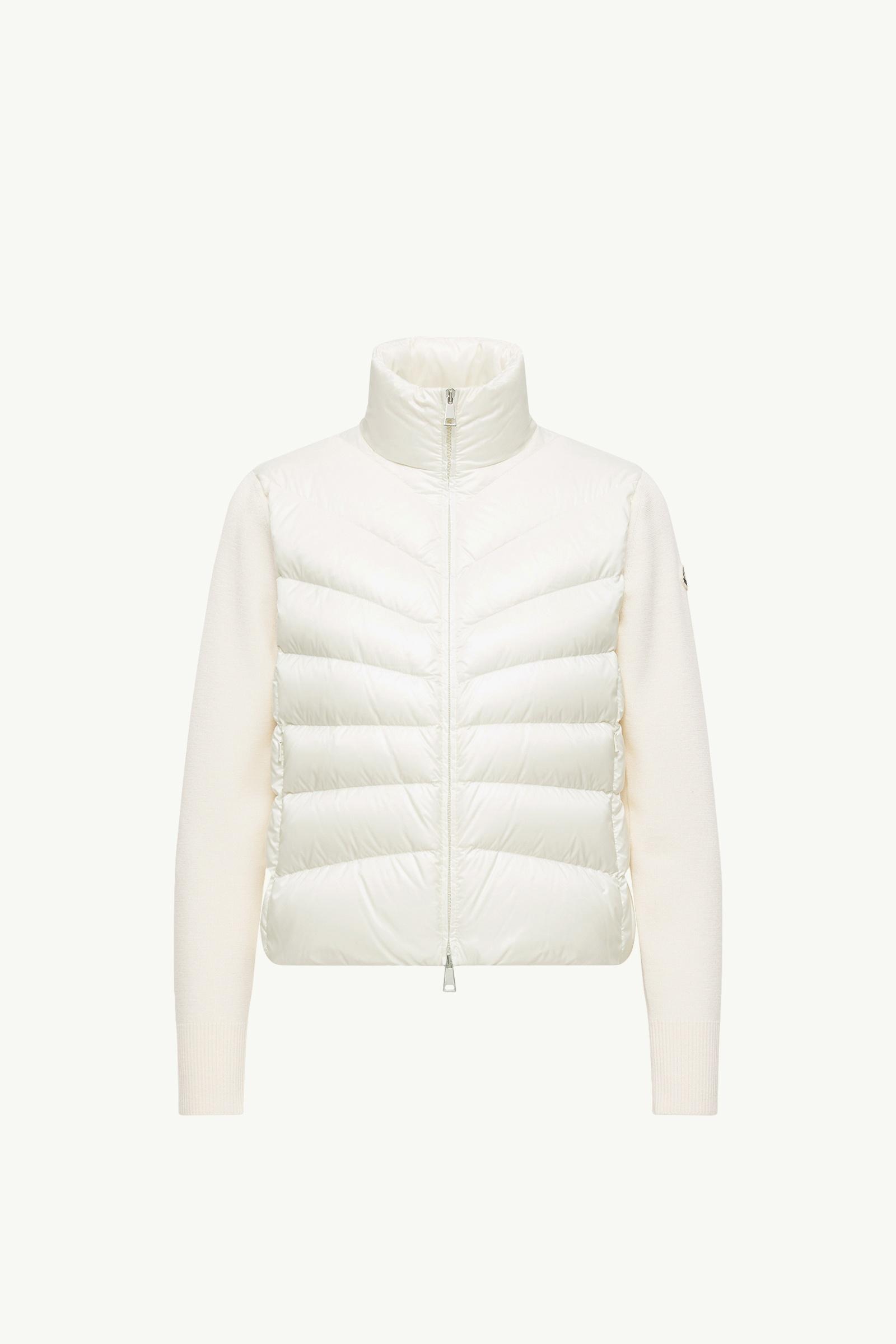 Cardigan imbottito in lana con zip Donna Bianco Moncler