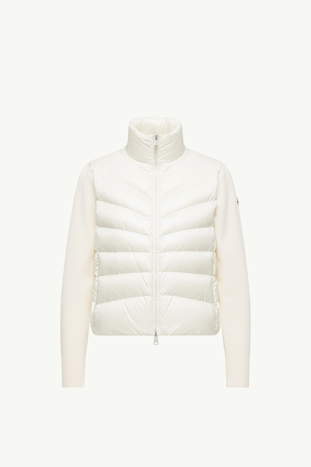 Padded Wool Zip-Up Cardigan Women White Moncler 2