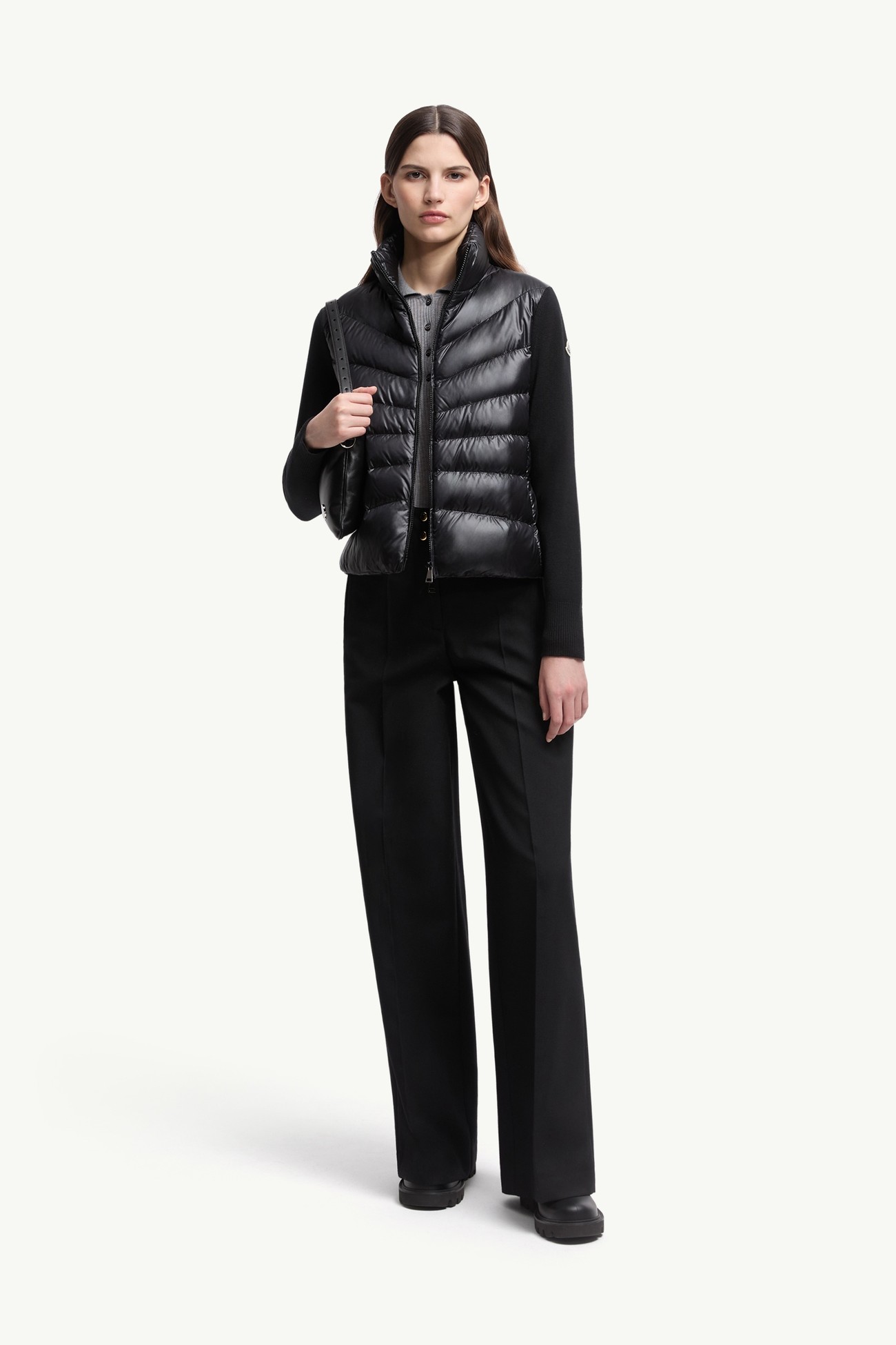 Padded Wool Zip-Up Cardigan Women Black Moncler 0