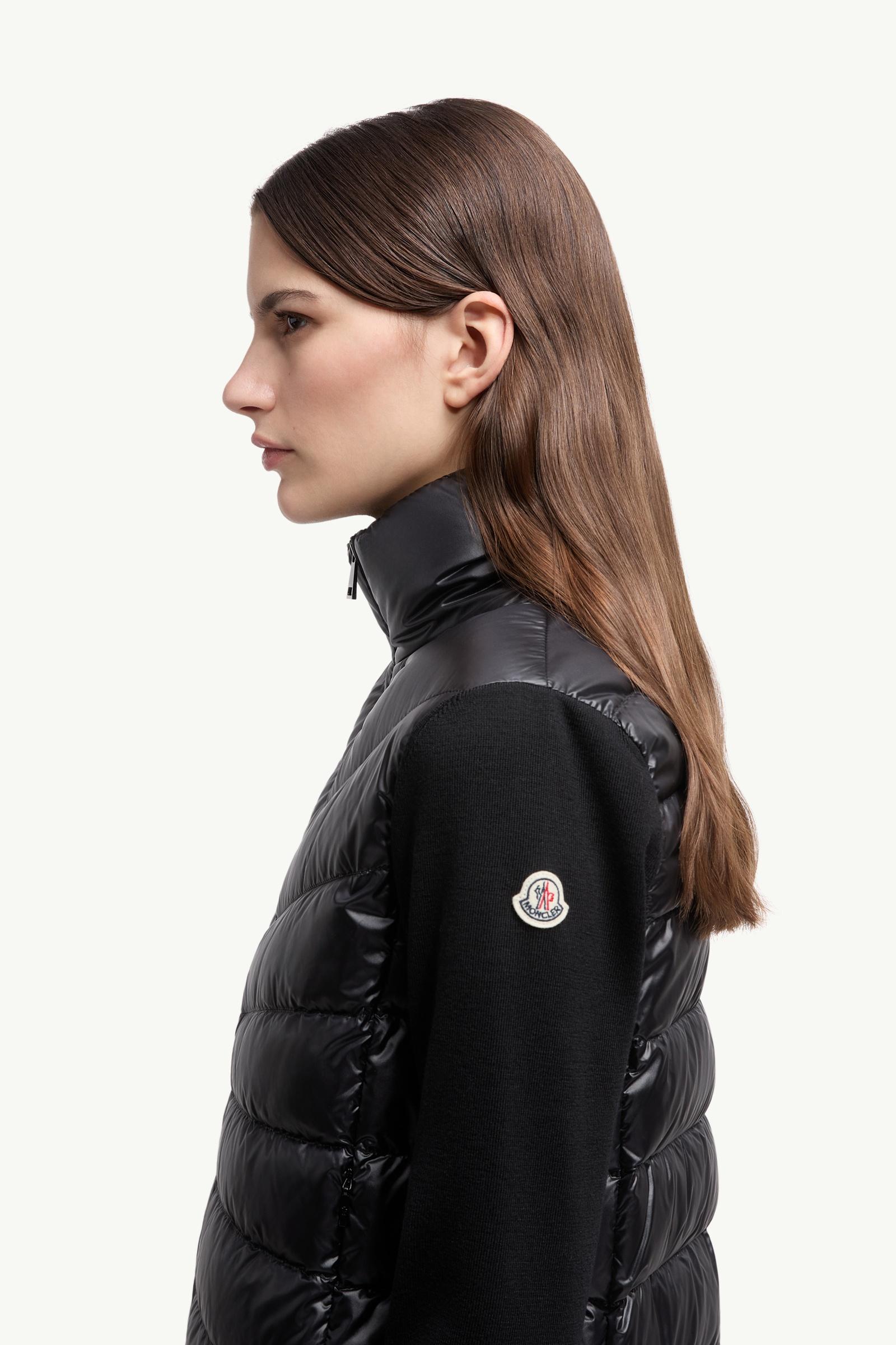 Black Padded Wool Zip-Up Cardigan - Sweaters & Cardigans for Women