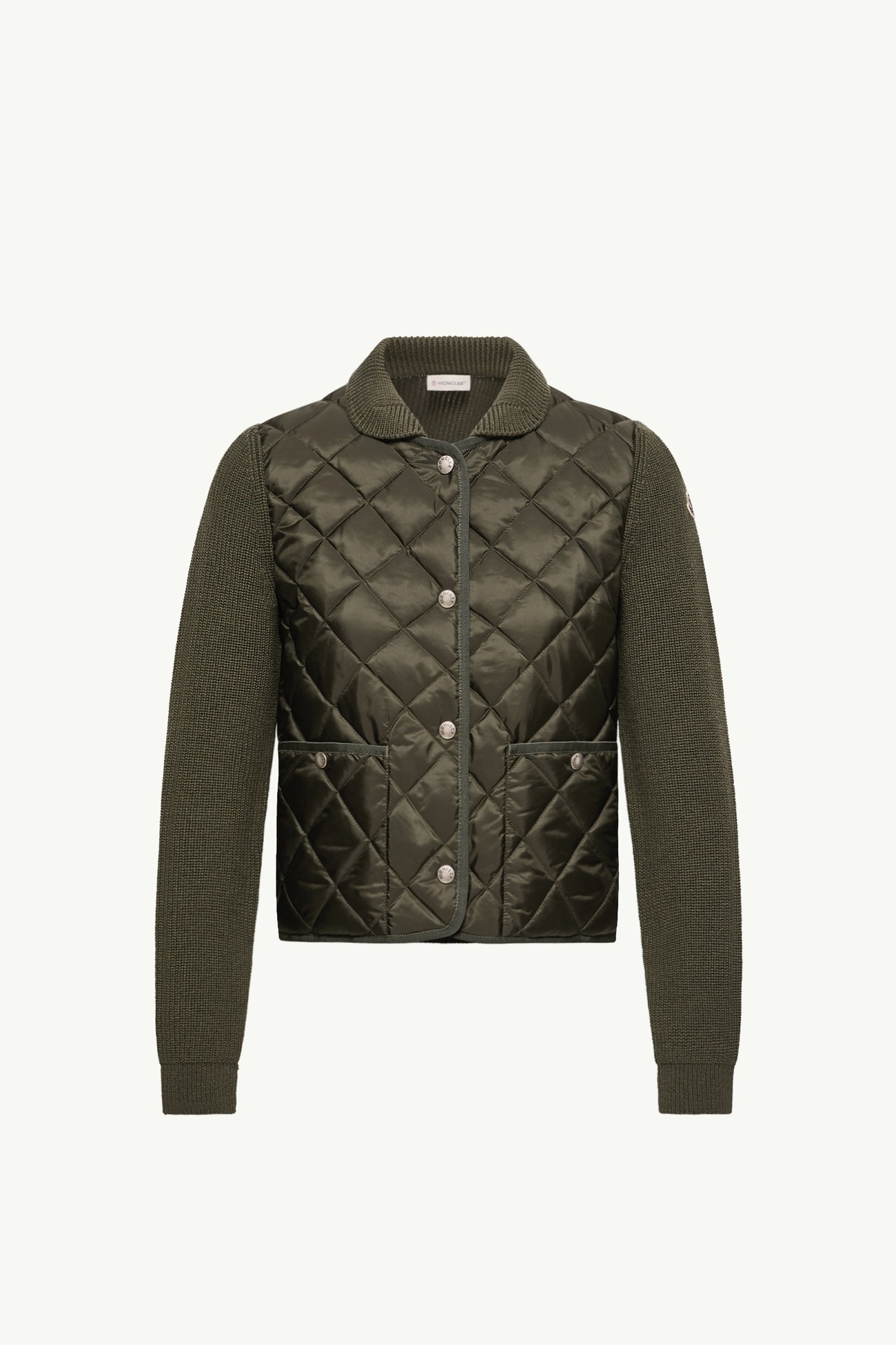 Cardigan in lana imbottito con trapuntatura a rombi Donna Verde Scuro Moncler 2