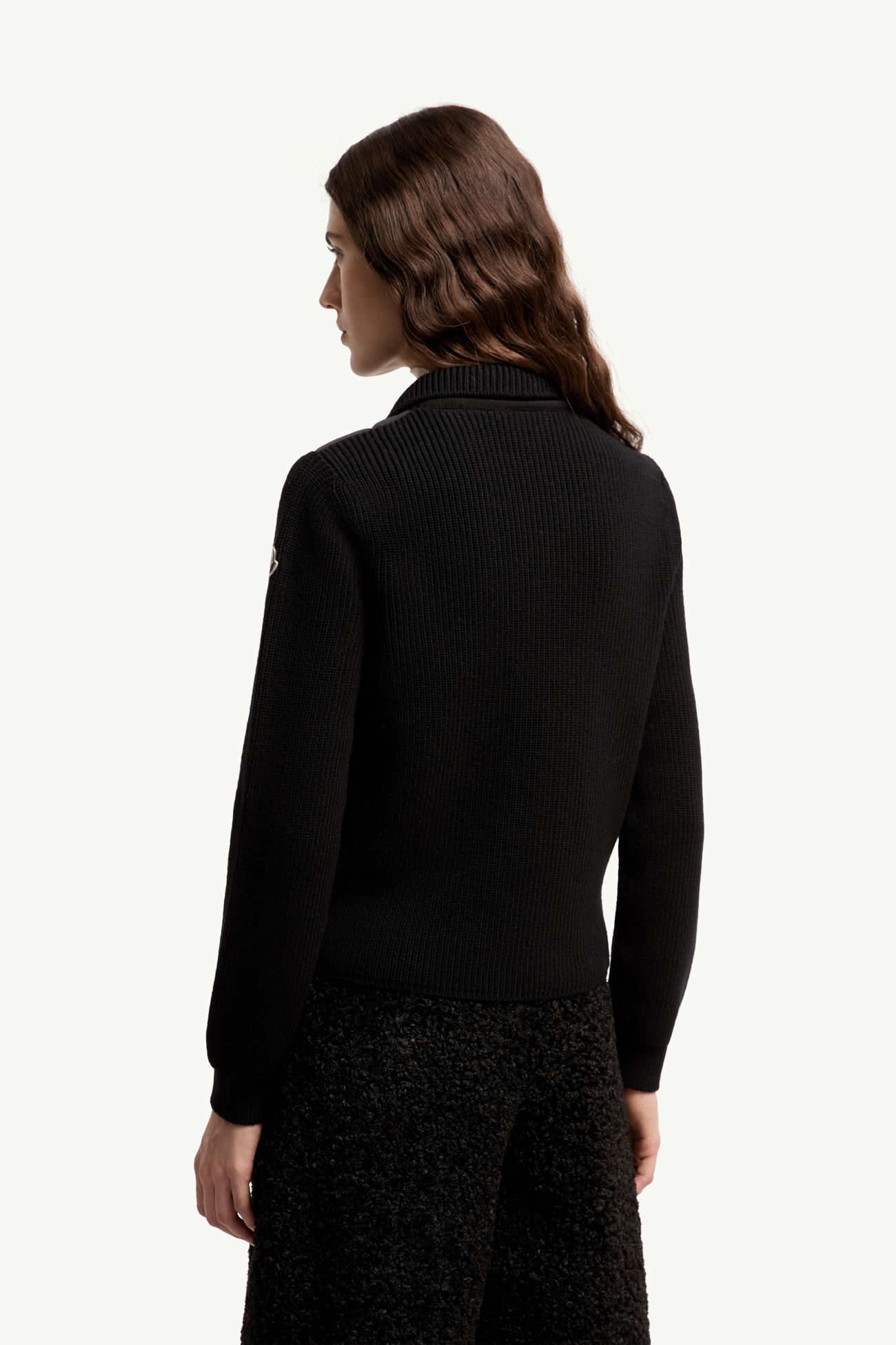Diamond Quilted Padded Wool Cardigan Women Black Moncler 4